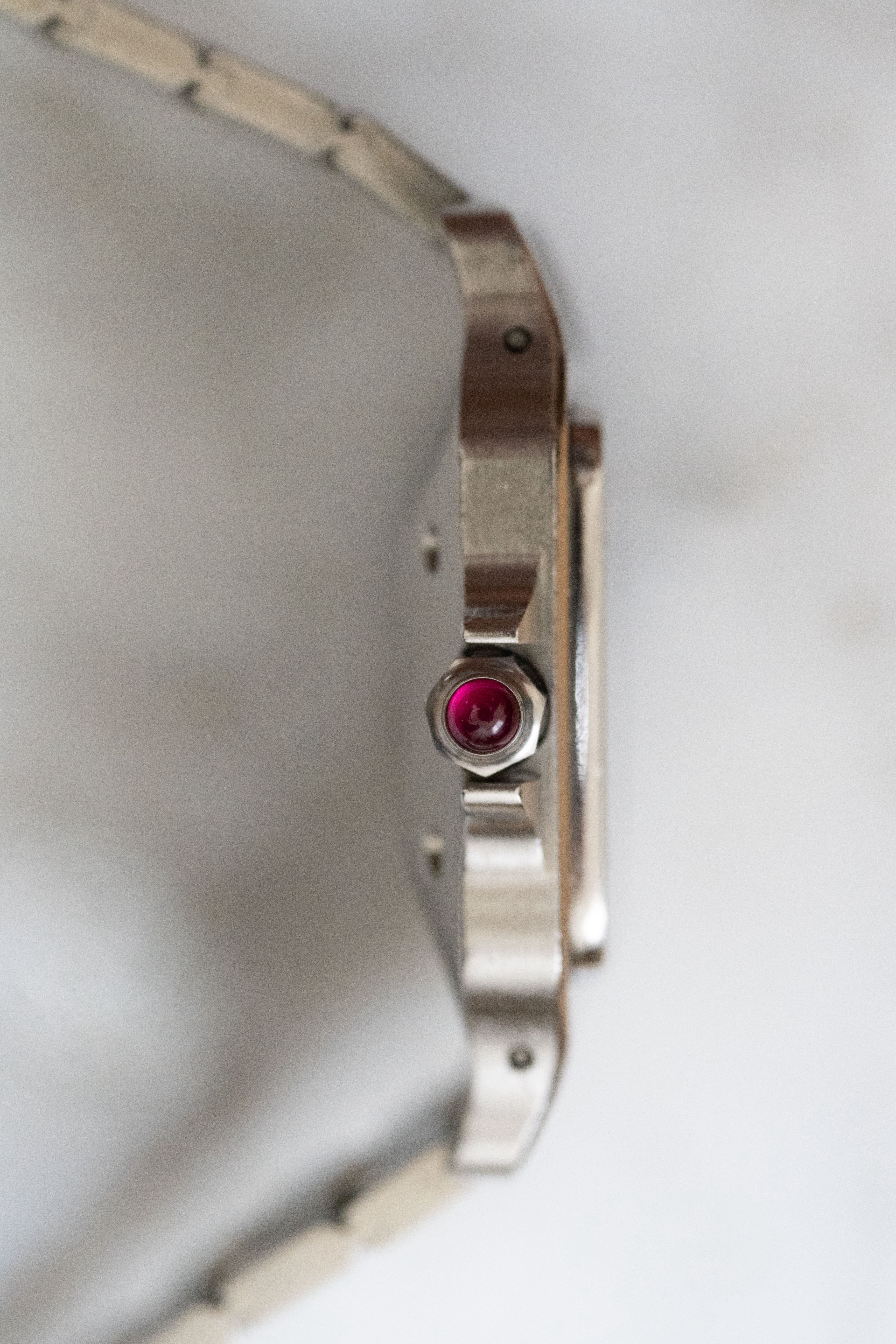 CARTIER カルティエ サントスカレ LMサイズ バーガンディ オールステンレスモデル ゴドロンブレス Ref.2960 自動巻