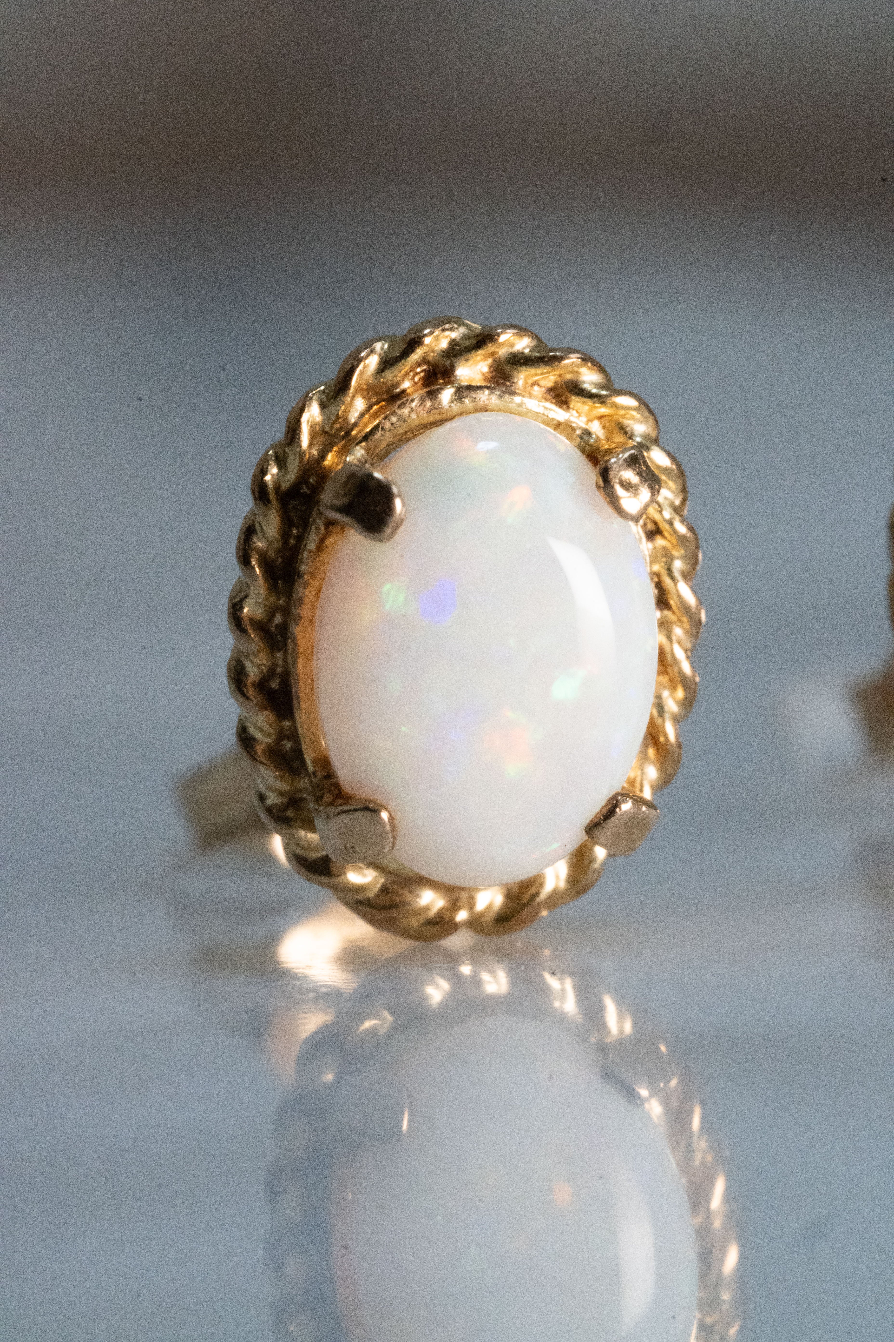 9K 1890s ヴィクトリアン・天然オパール ドロップピアス