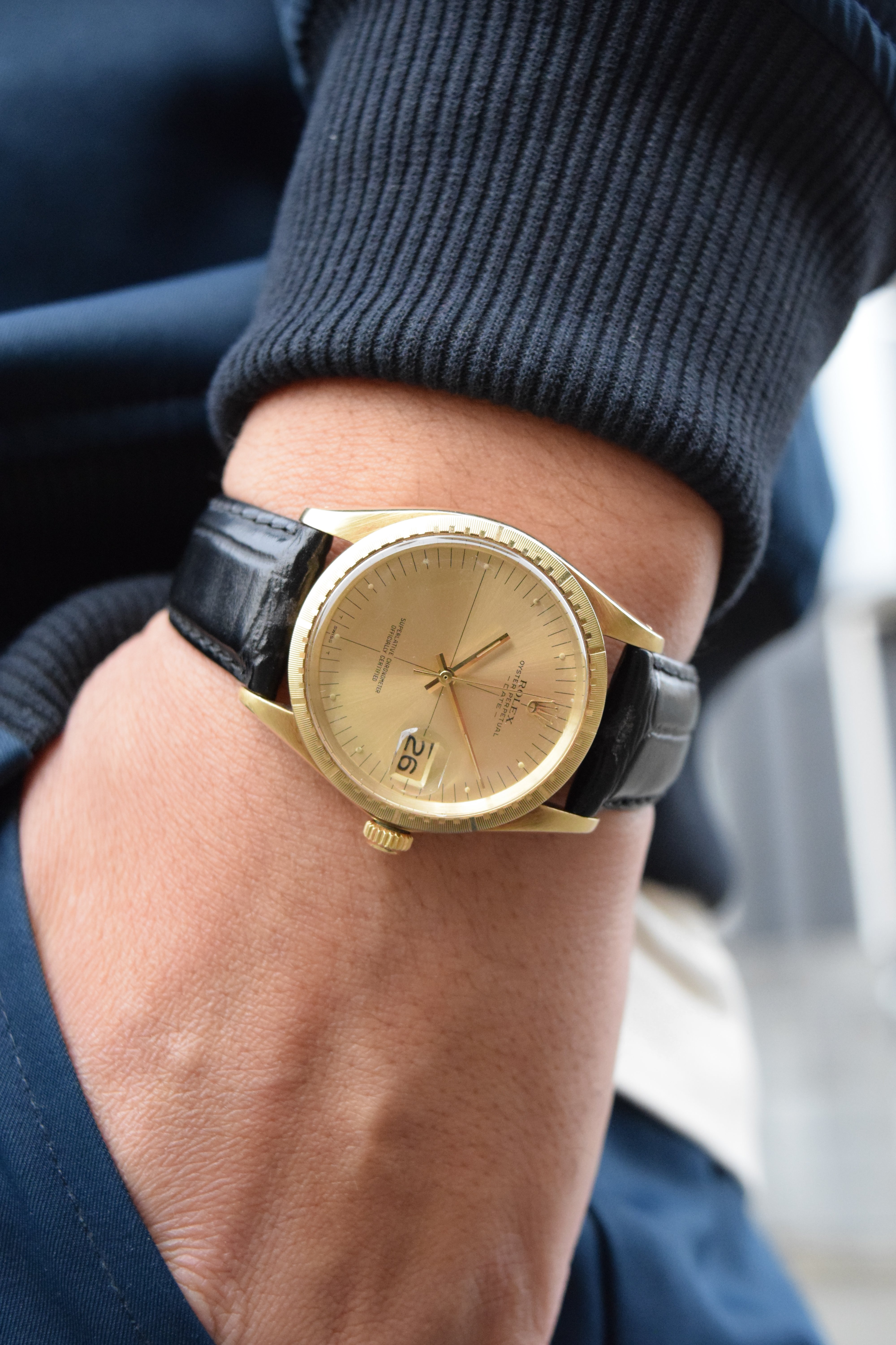 ROLEX ロレックス オイスターパーペチュアルデイト 14KYG ゼファーダイヤル Ref.1512 1970年代