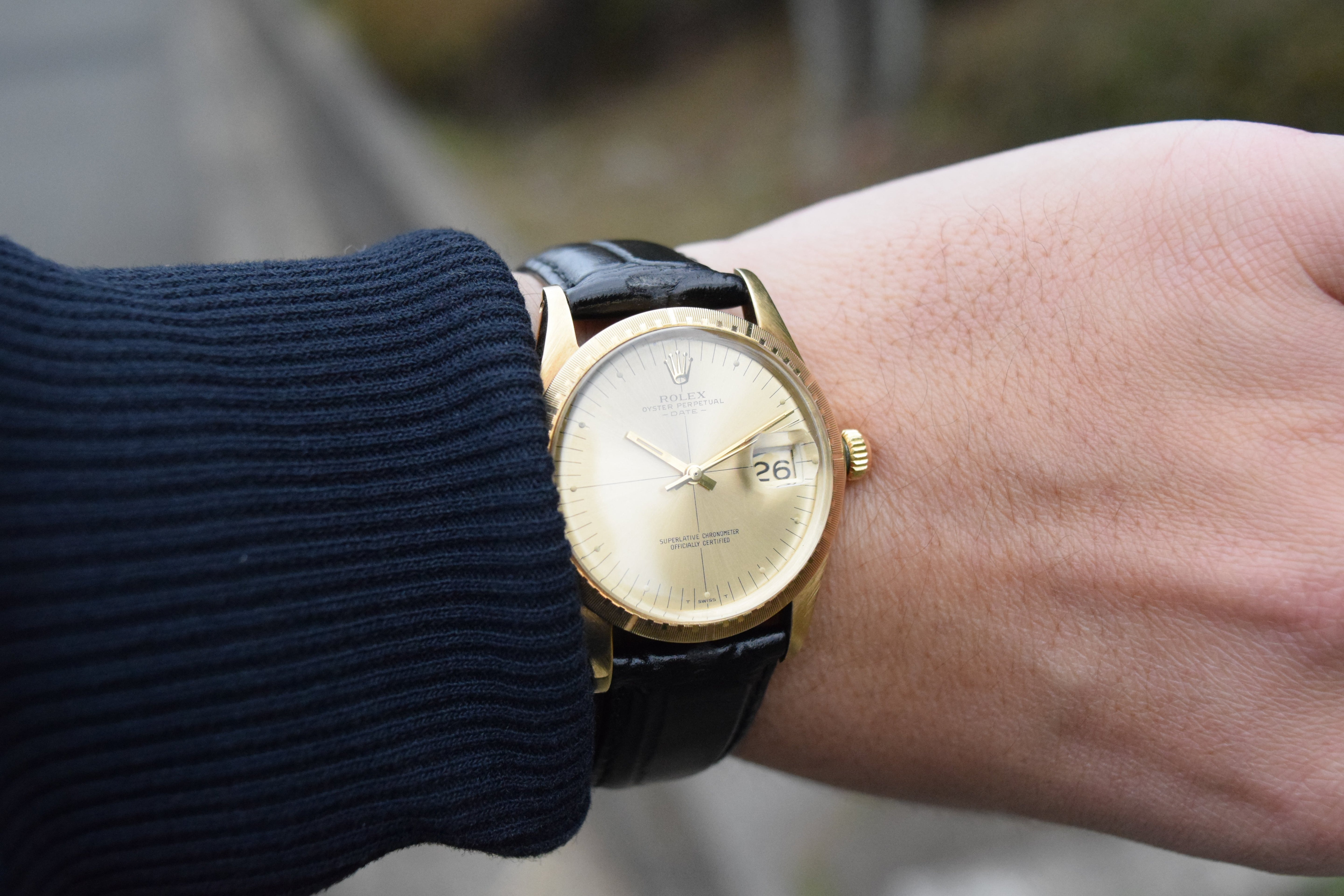 ROLEX ロレックス オイスターパーペチュアルデイト 14KYG ゼファーダイヤル Ref.1512 1970年代