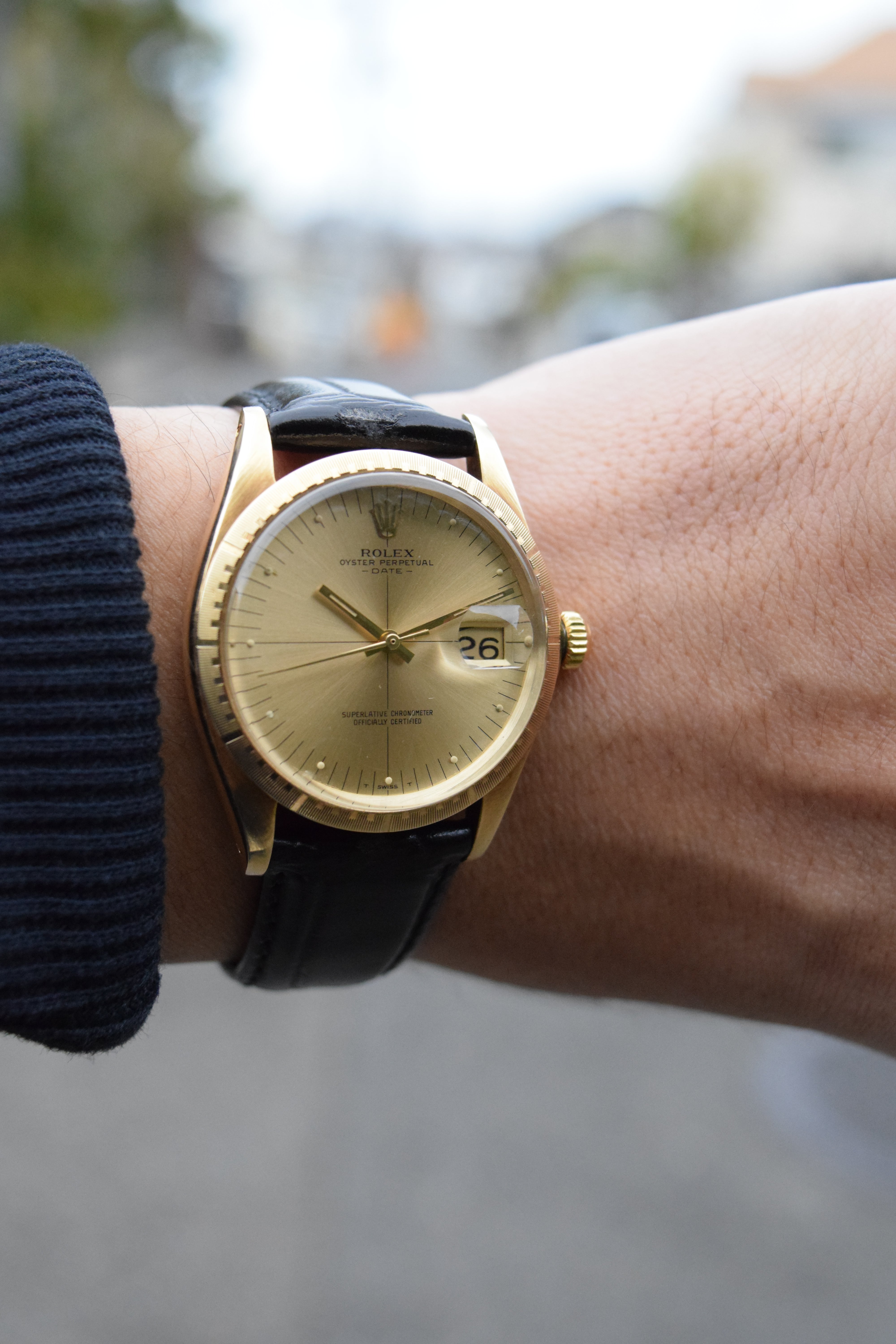 ROLEX ロレックス オイスターパーペチュアルデイト 14KYG ゼファーダイヤル Ref.1512 1970年代