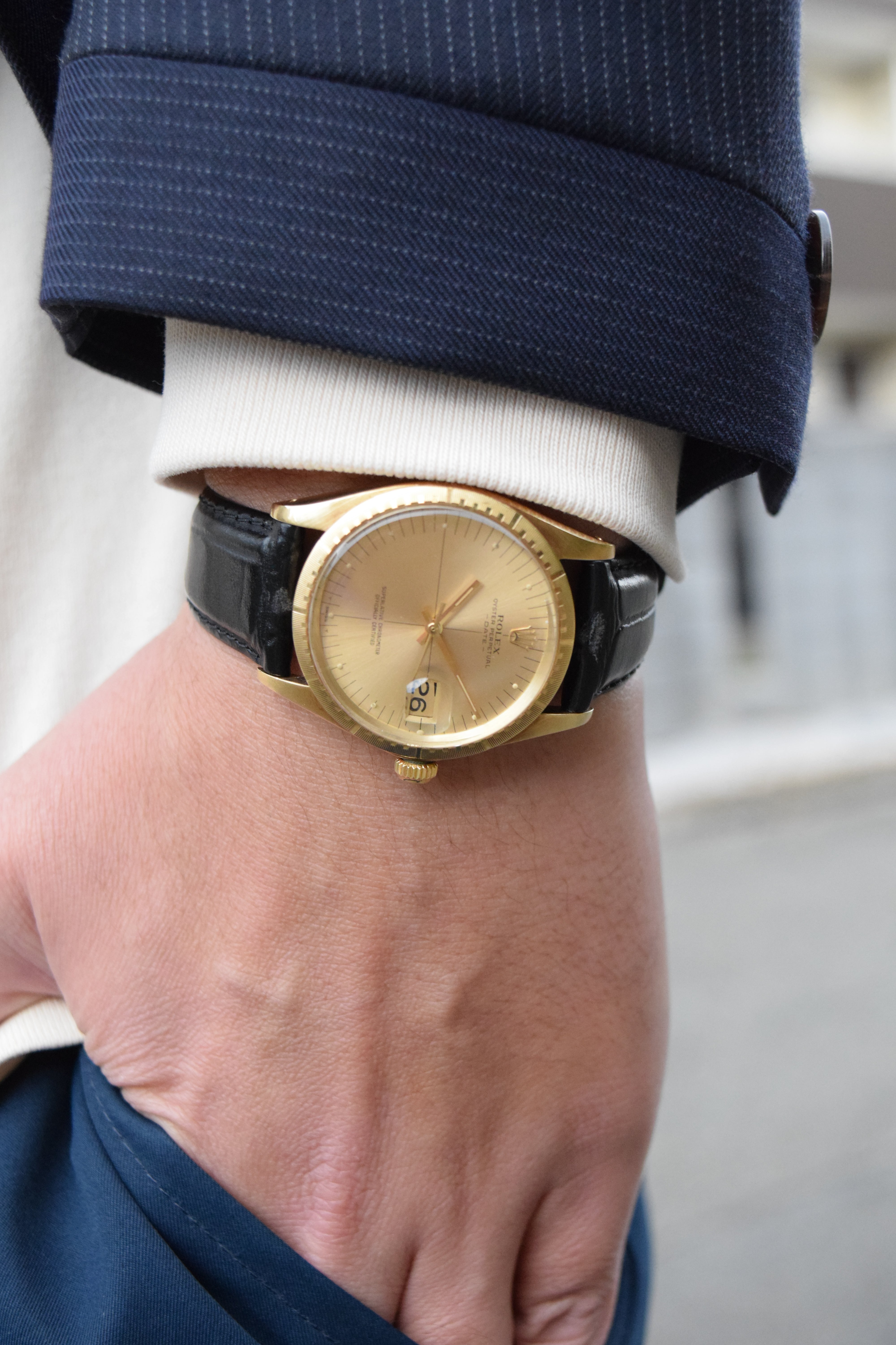 ROLEX ロレックス オイスターパーペチュアルデイト 14KYG ゼファーダイヤル Ref.1512 1970年代