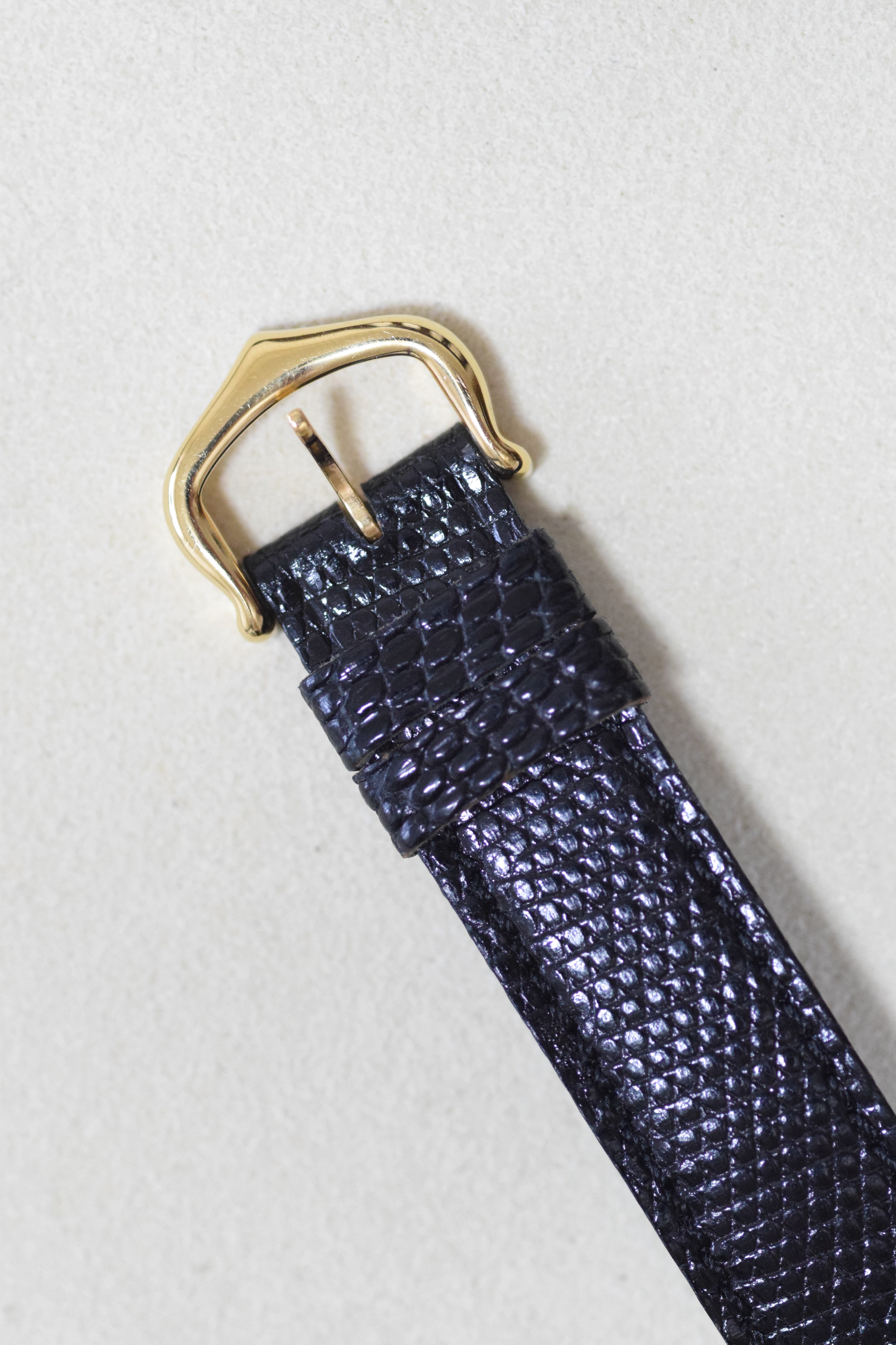 Must de Cartier Tank Ladies Vintage Watch Black SM Size Hand-wound Pure Silver with 18K Vermeil