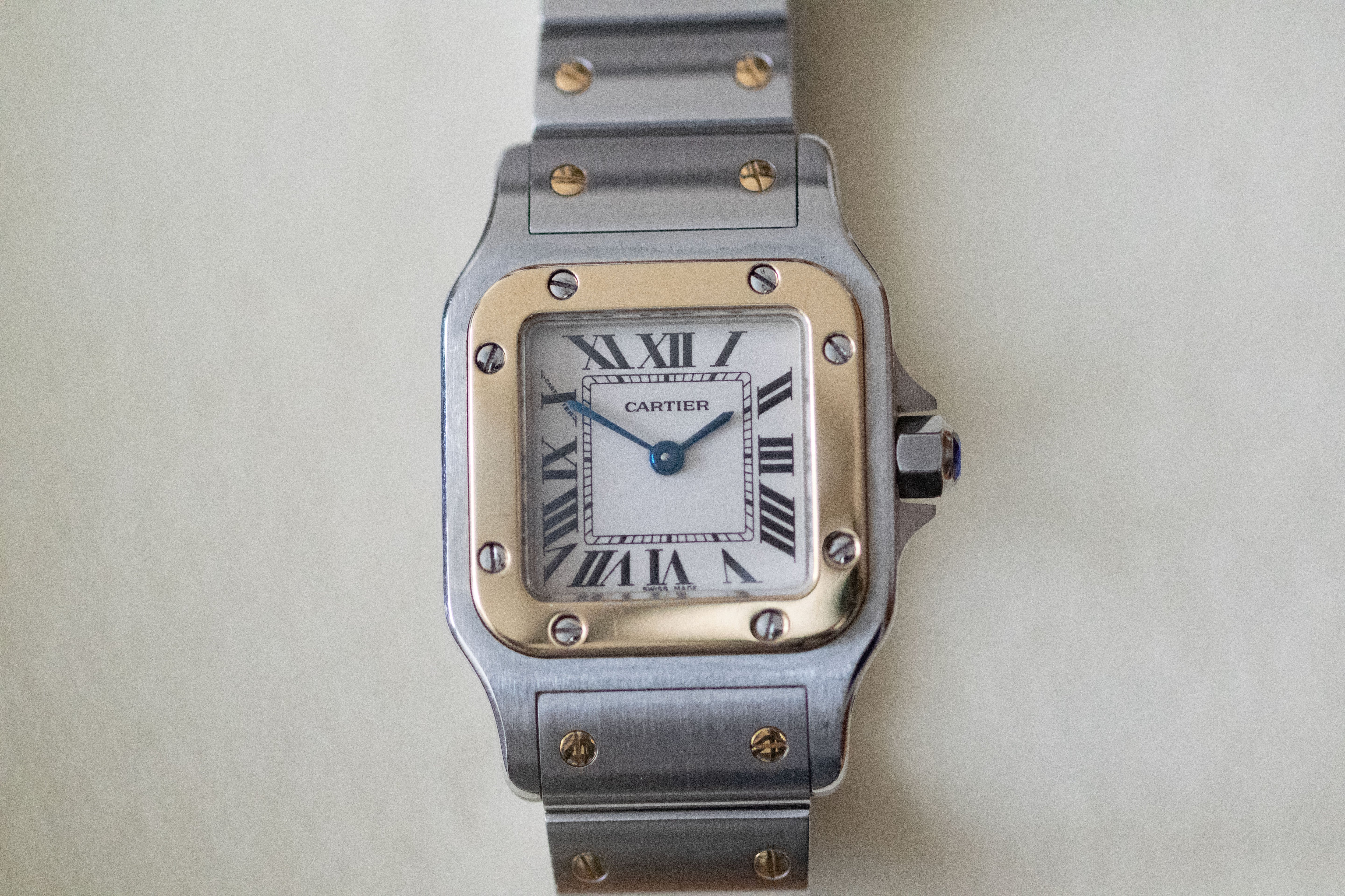 カルティエ サントスガルべSMサイズ コンビ クオーツ レディースウォッチ(ボックス付き)