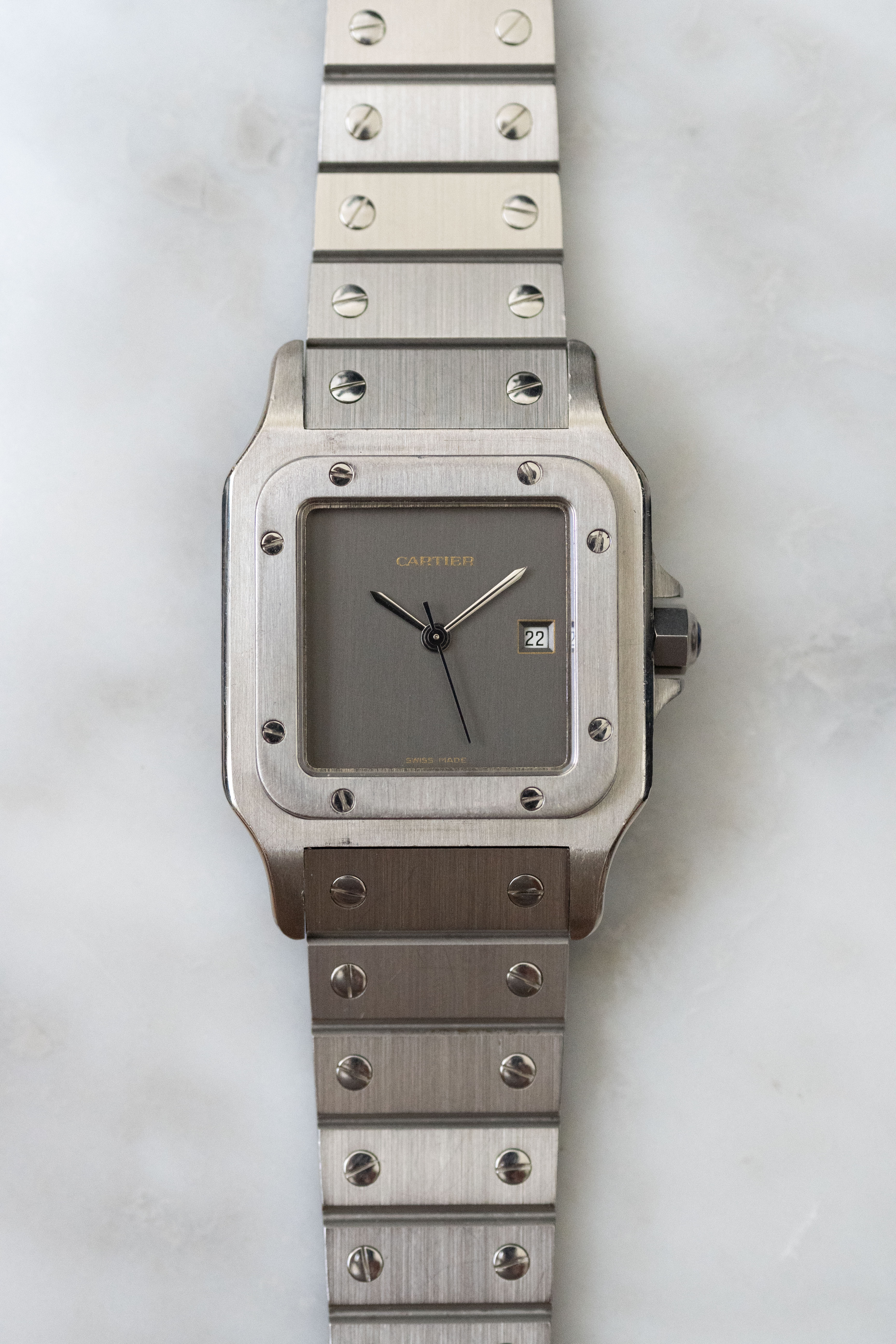 Cartier Santos Galbee LM size stainless steel x gold combination automatic model Ref: 2961