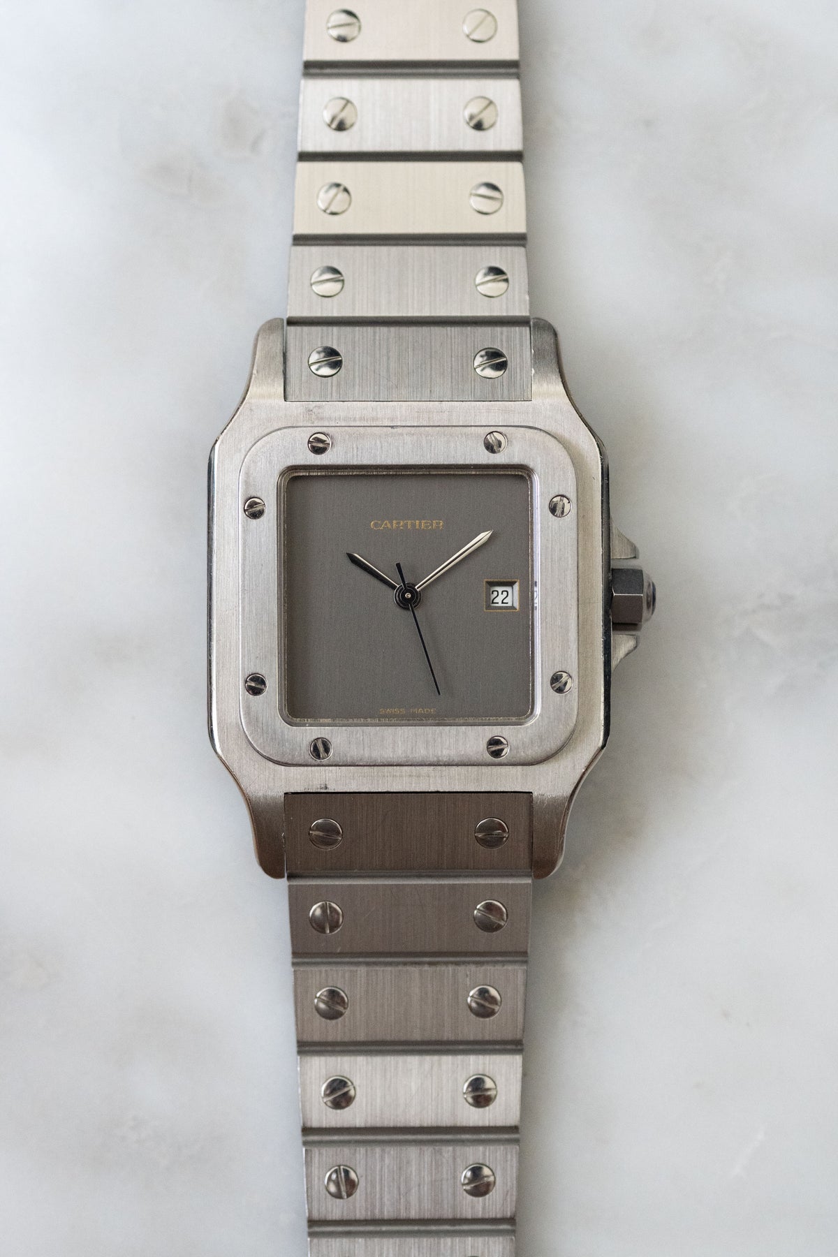 CARTIER カルティエ サントスカレ LMサイズ グレー ゴースト 