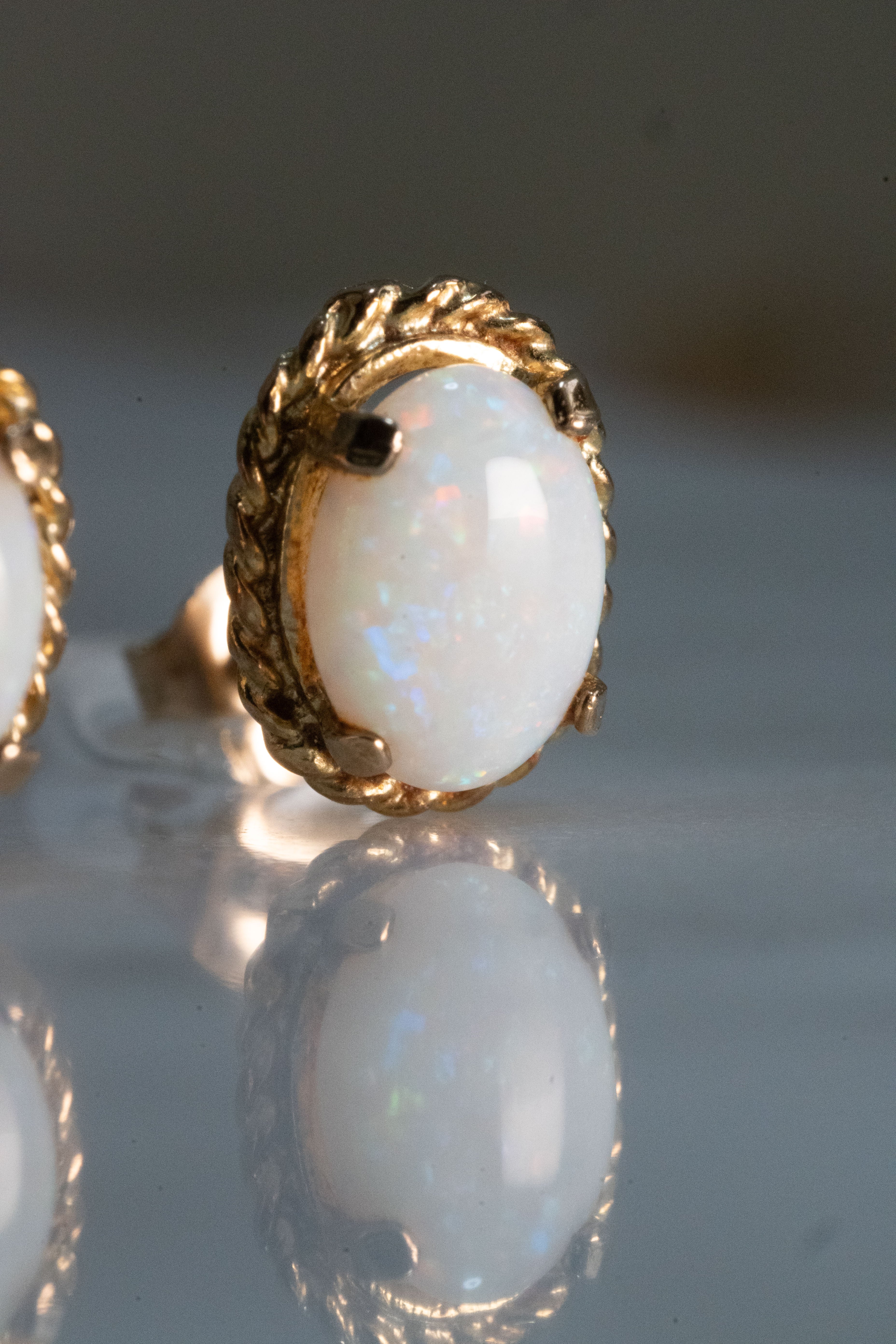 9K 1890s ヴィクトリアン・天然オパール ドロップピアス