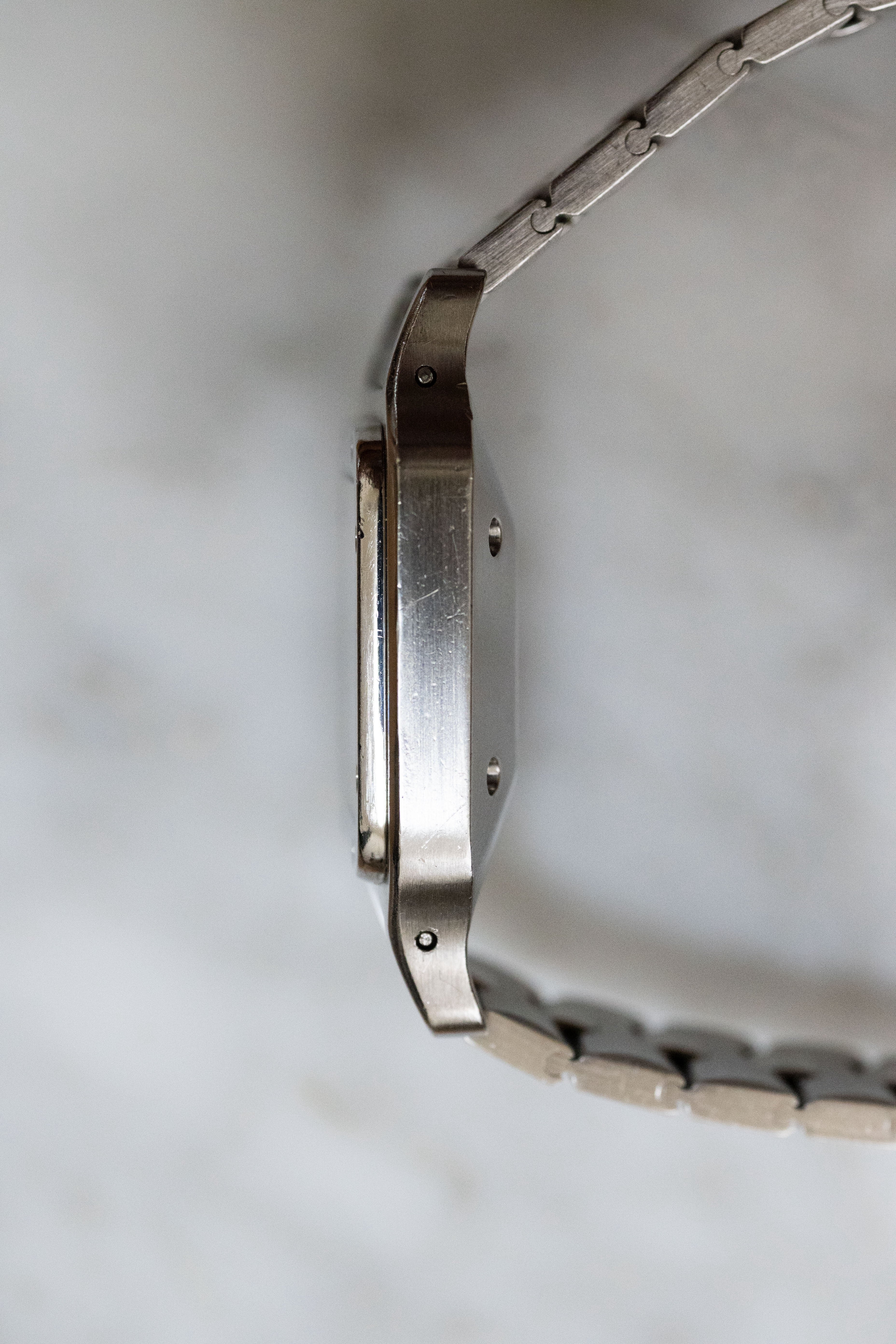 CARTIER カルティエ サントスカレ LMサイズ バーガンディ オールステンレスモデル ゴドロンブレス Ref.2960 自動巻
