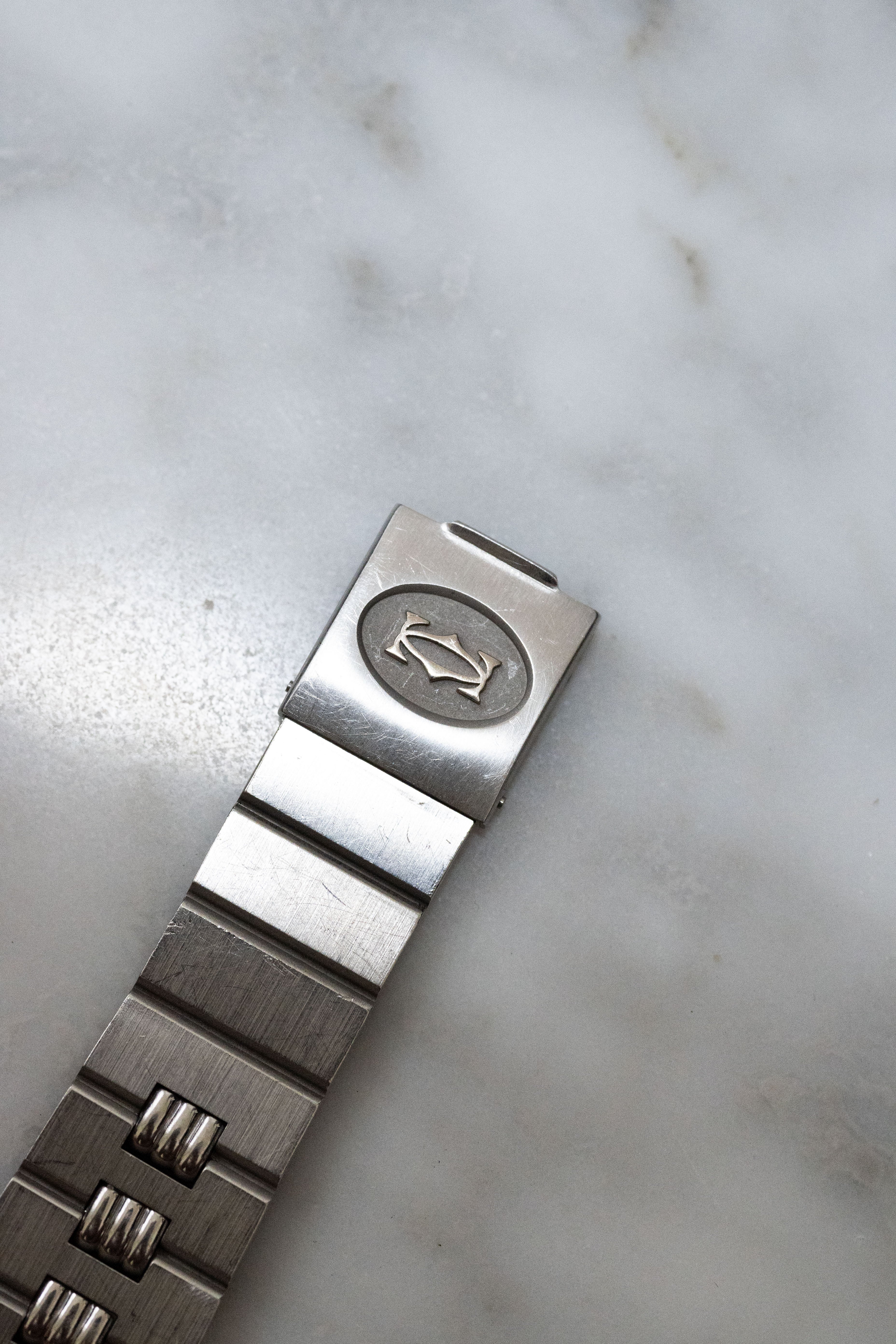 CARTIER カルティエ サントスカレ LMサイズ バーガンディ オールステンレスモデル ゴドロンブレス Ref.2960 自動巻