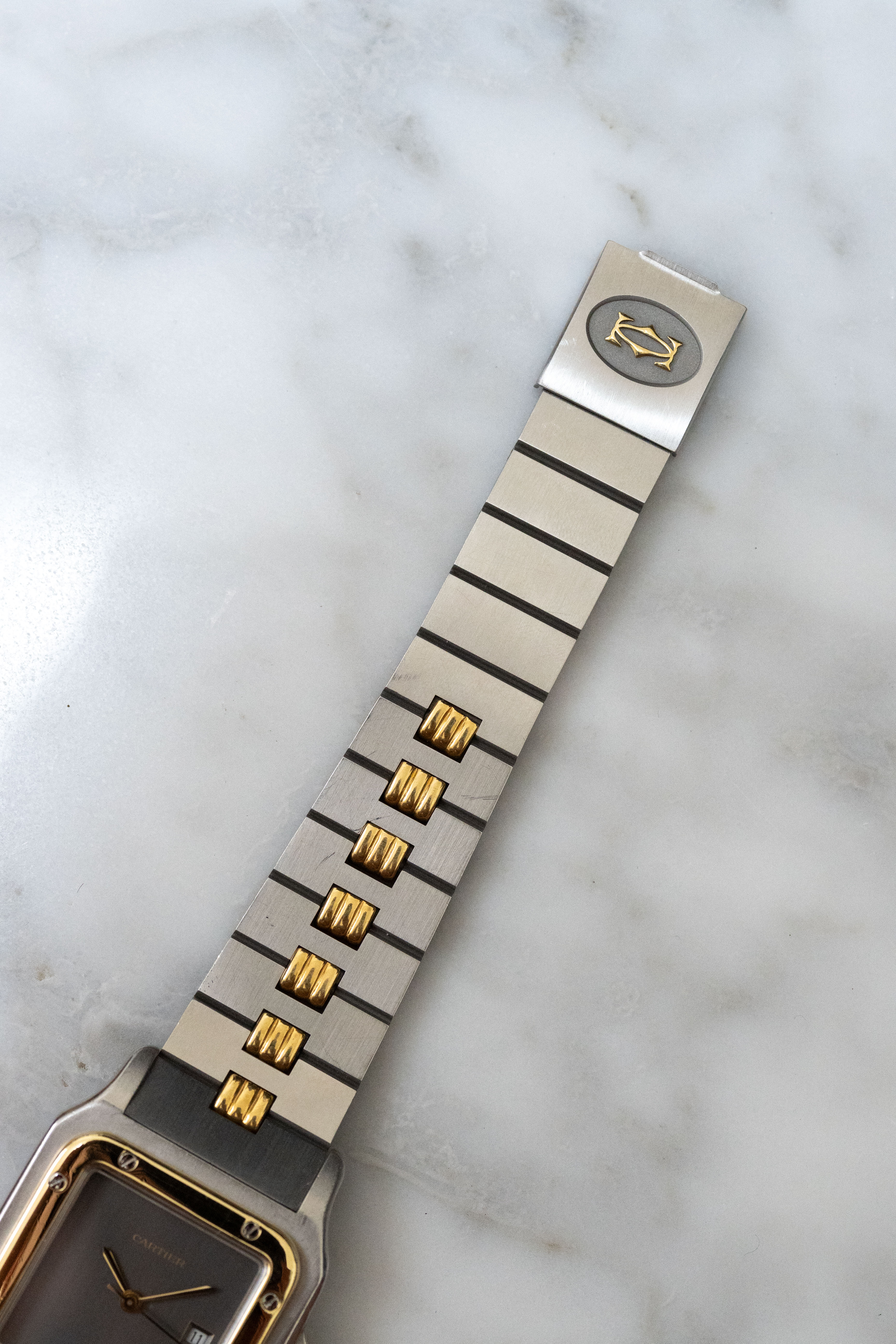 CARTIER カルティエ サントスカレ LMサイズ グレー ゴースト コンビモデル ゴドロンブレス Ref.2961 自動巻