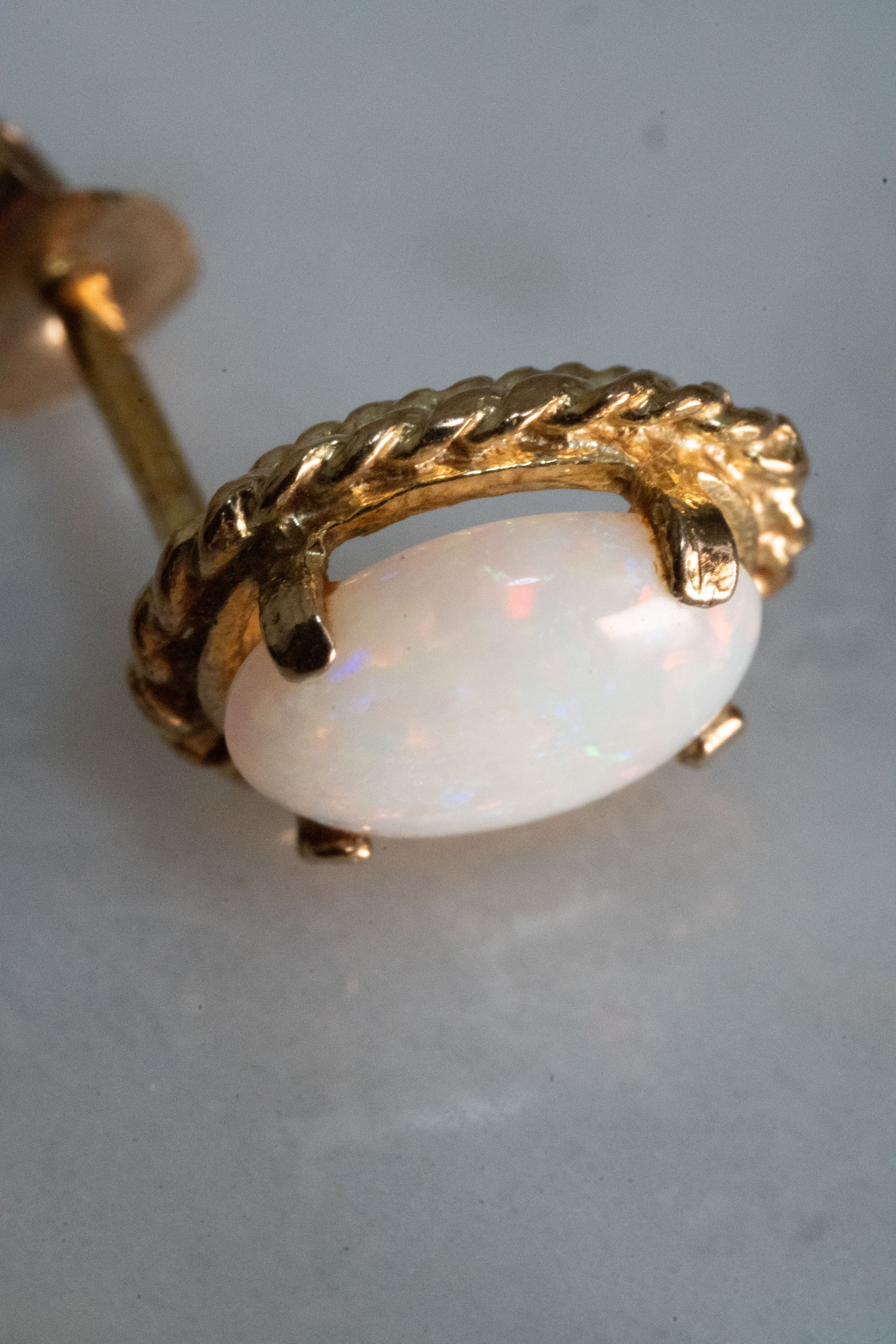 9K 1890s ヴィクトリアン・天然オパール ドロップピアス