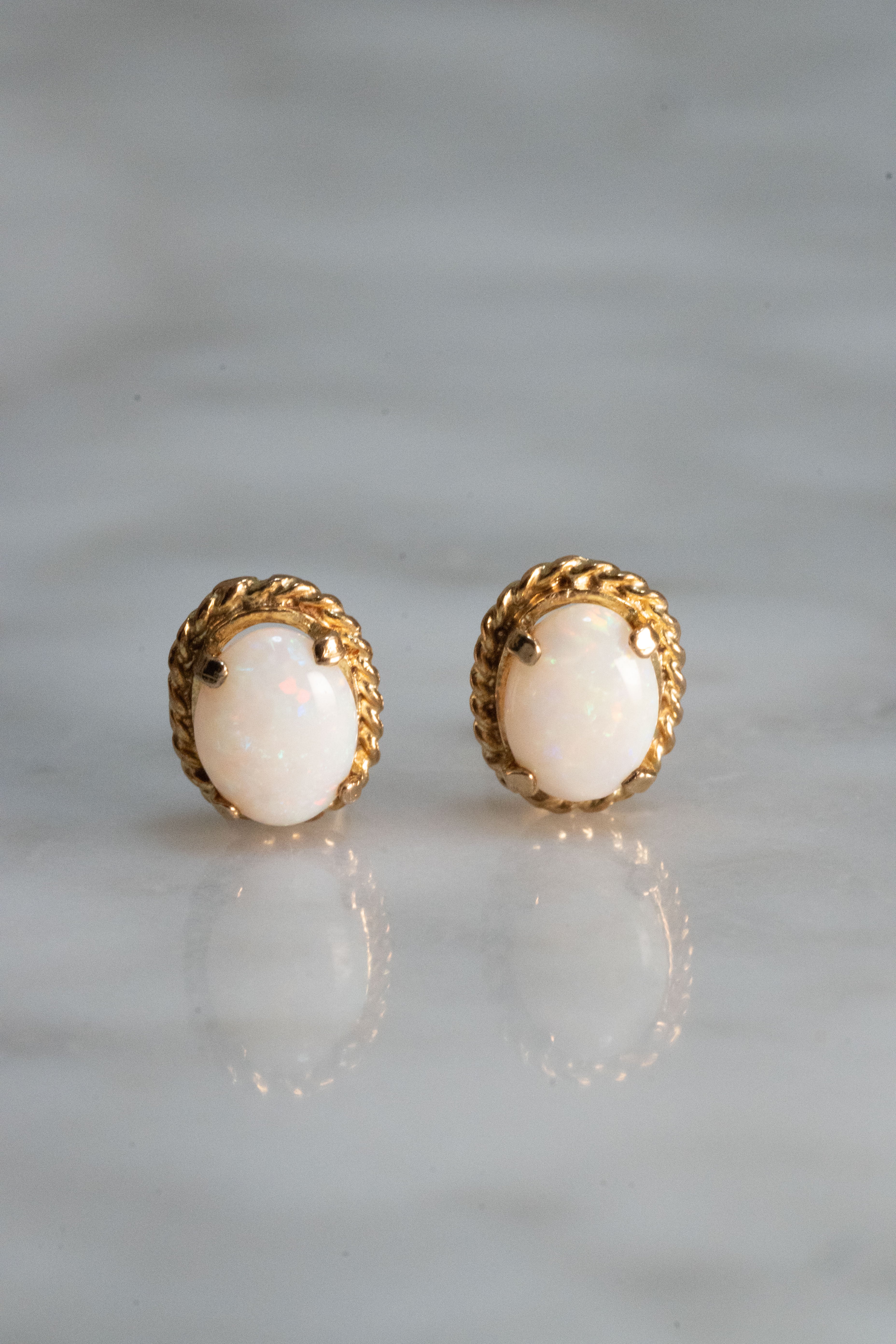 9K 1890s ヴィクトリアン・天然オパール ドロップピアス