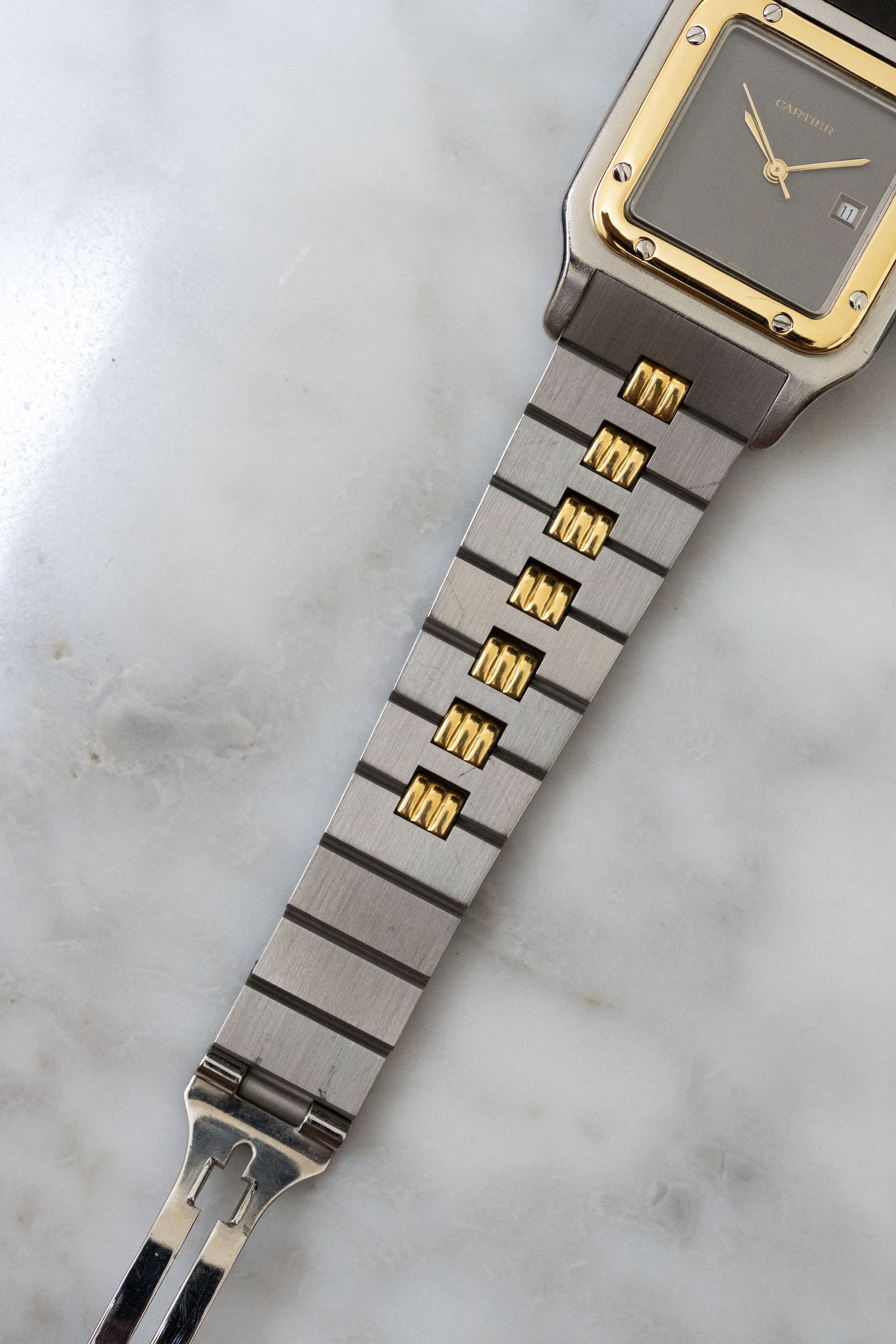 CARTIER カルティエ サントスカレ LMサイズ グレー ゴースト コンビモデル ゴドロンブレス Ref.2961 自動巻