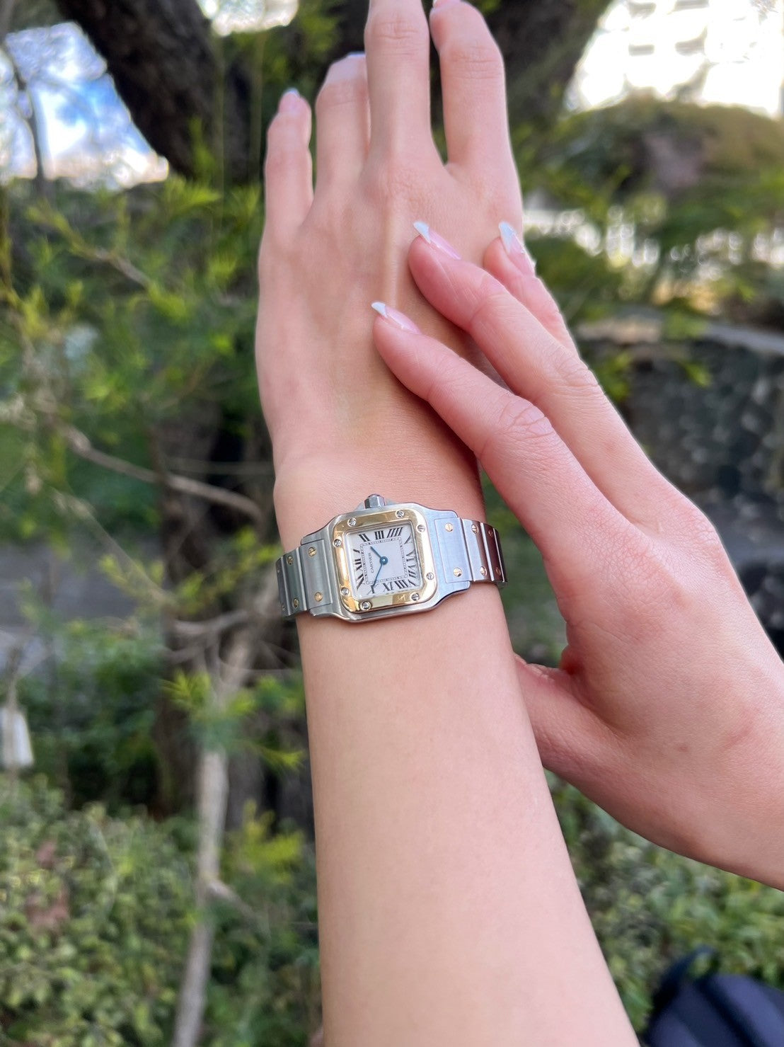 カルティエ サントスガルべSMサイズ コンビ クオーツ レディースウォッチ(ボックス付き)