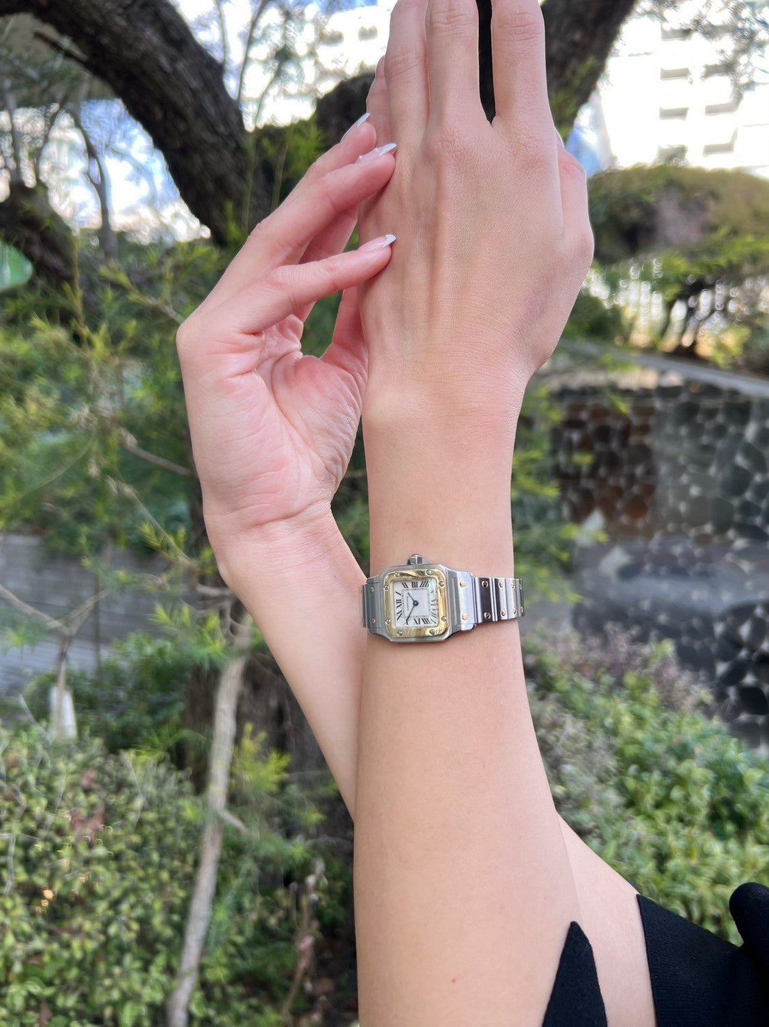 カルティエ サントスガルべSMサイズ コンビ クオーツ レディースウォッチ(ボックス付き)