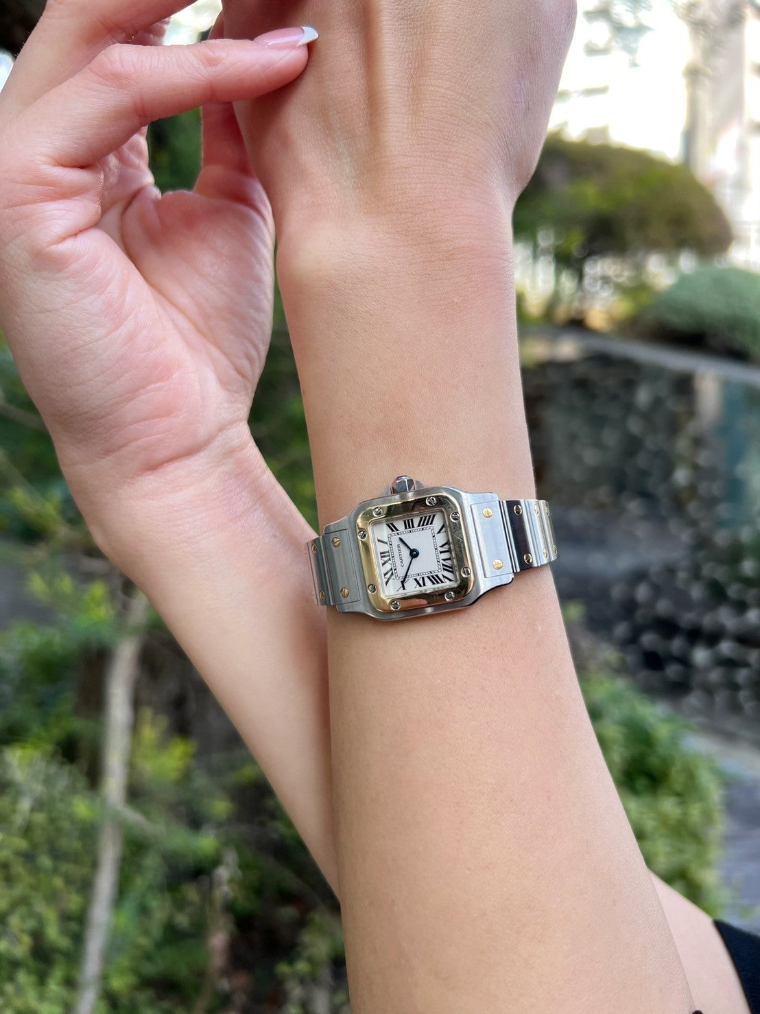 カルティエ サントスガルべSMサイズ コンビ クオーツ レディースウォッチ(ボックス付き)