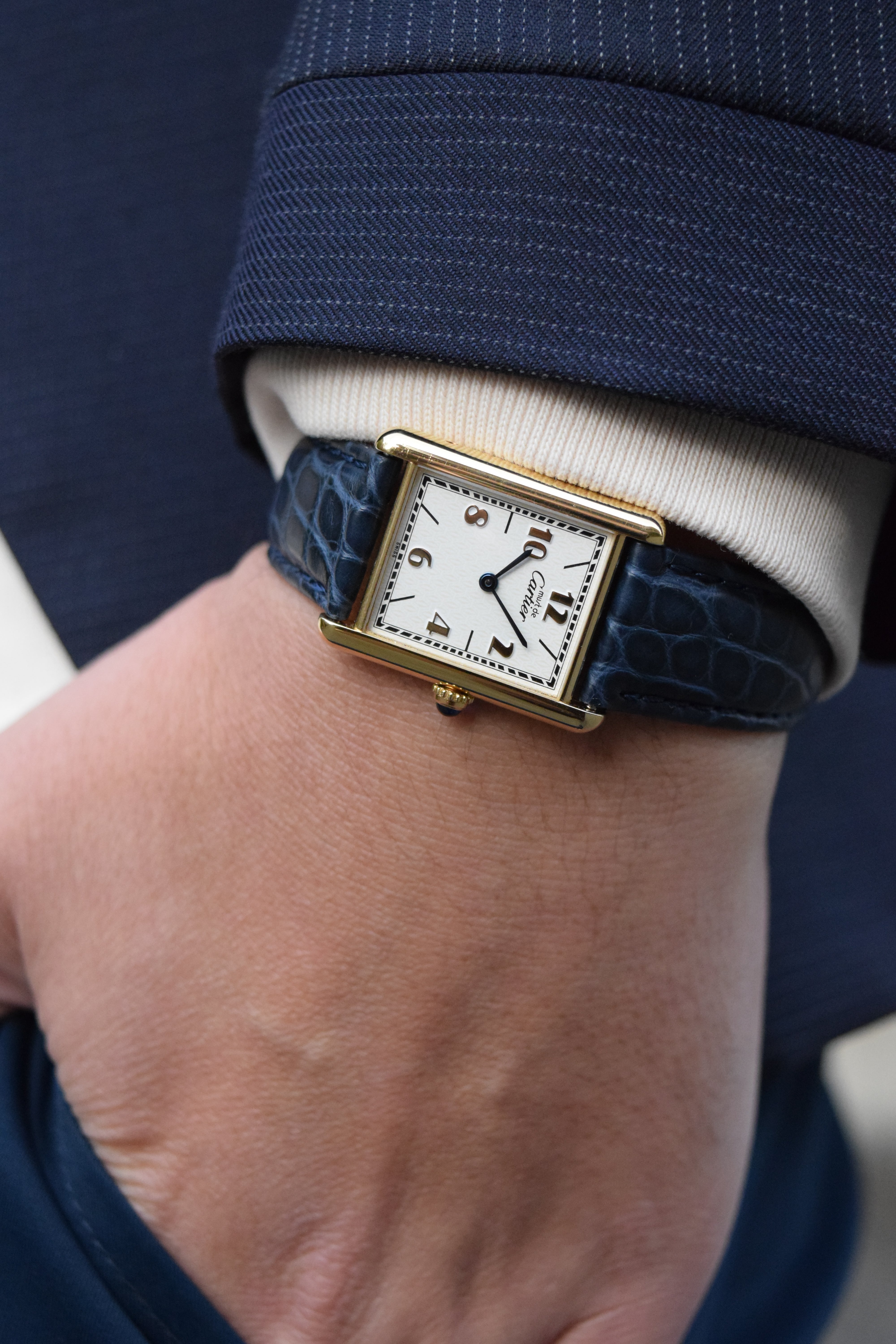 廃盤マスト ドゥ カルティエ タンク(マストタンク) ヴィンテージウォッチ アイボリー LMサイズ クオーツ