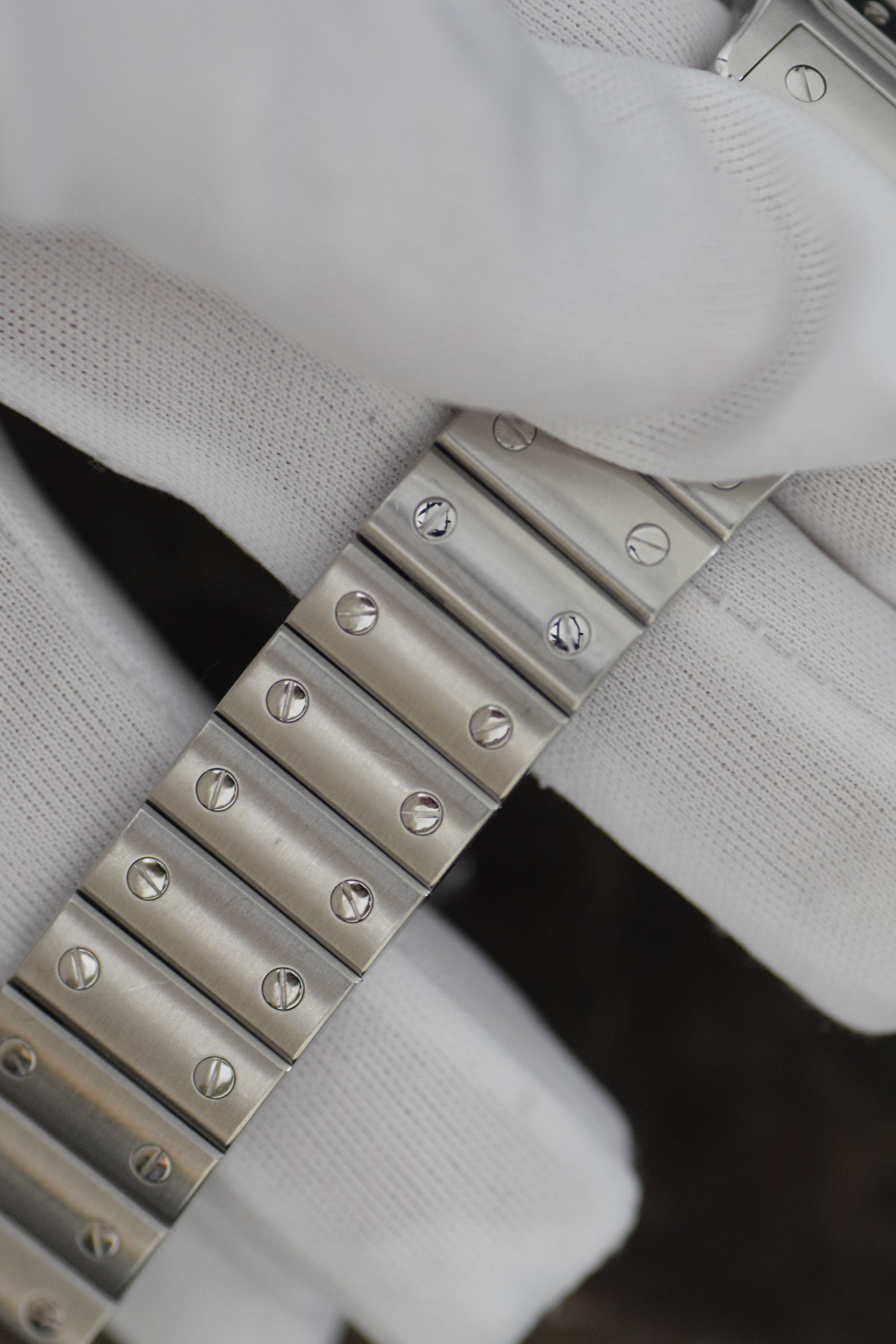 カルティエ サントスガルべLMサイズ ギョーシェ彫 自動巻 オールステンレス  Ref:2319