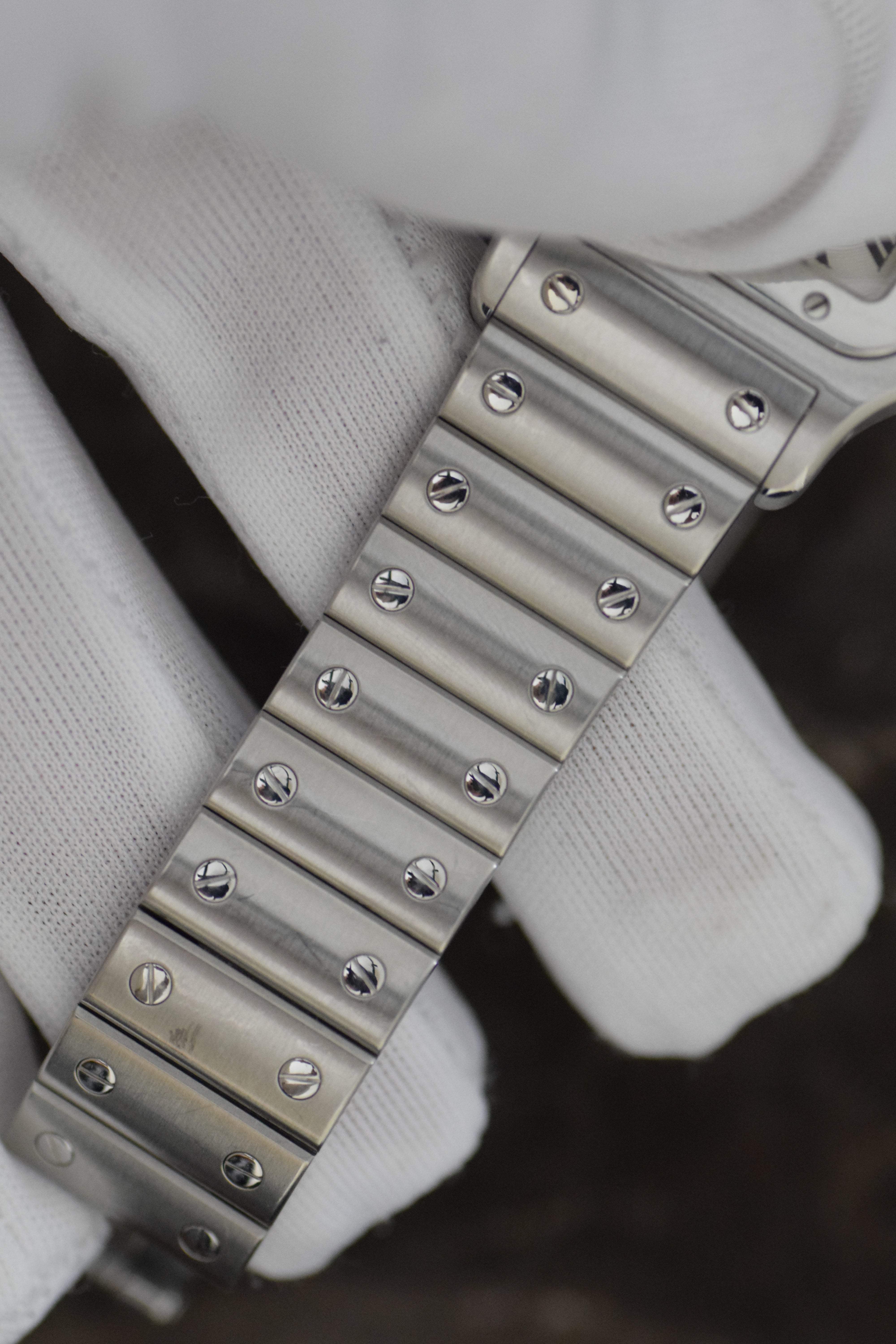 カルティエ サントスガルべLMサイズ ギョーシェ彫 自動巻 オールステンレス  Ref:2319