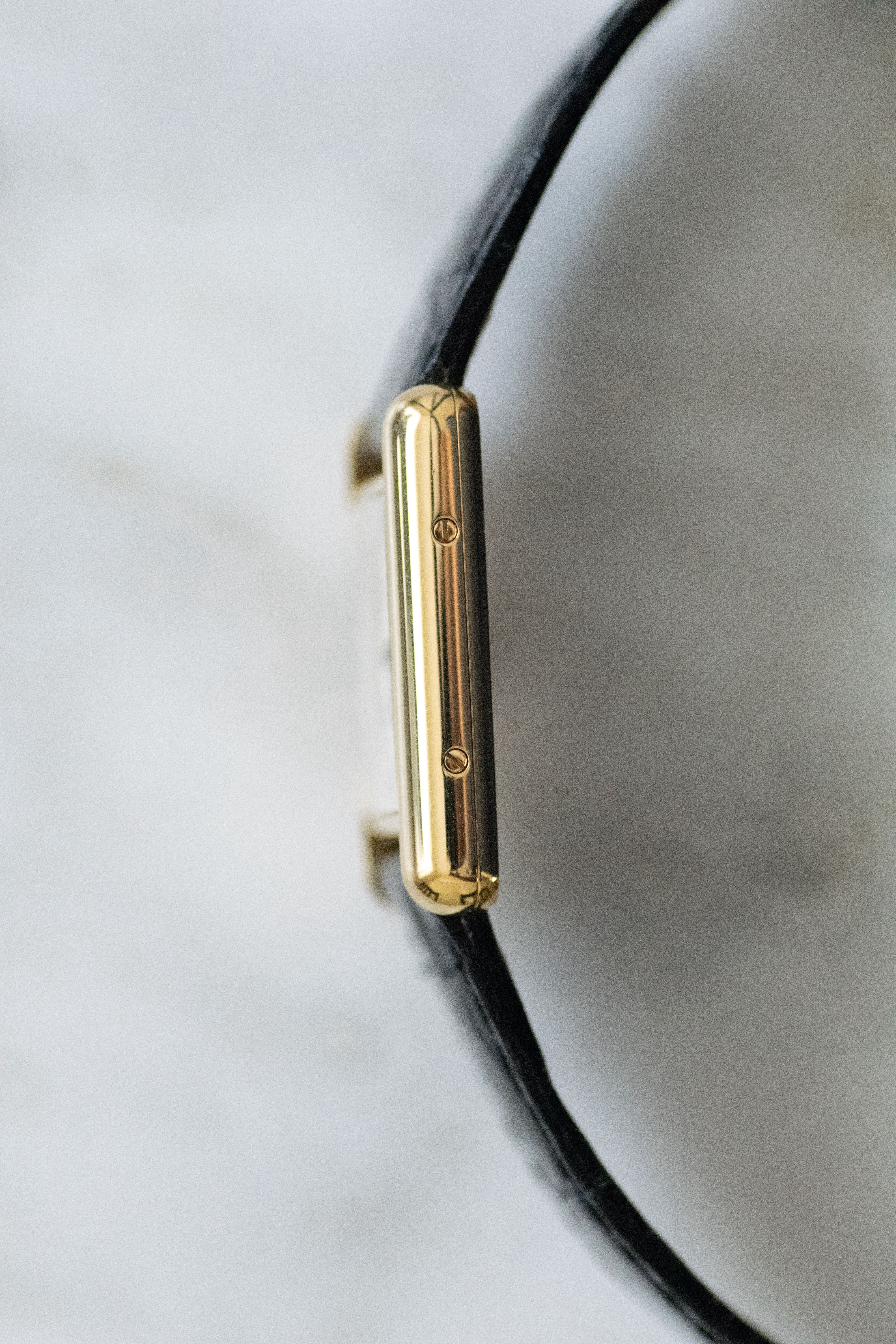 Must de Cartier Tank Ladies Vintage Watch Inner Grey SM Size Pure Silver with 18K Vermeil