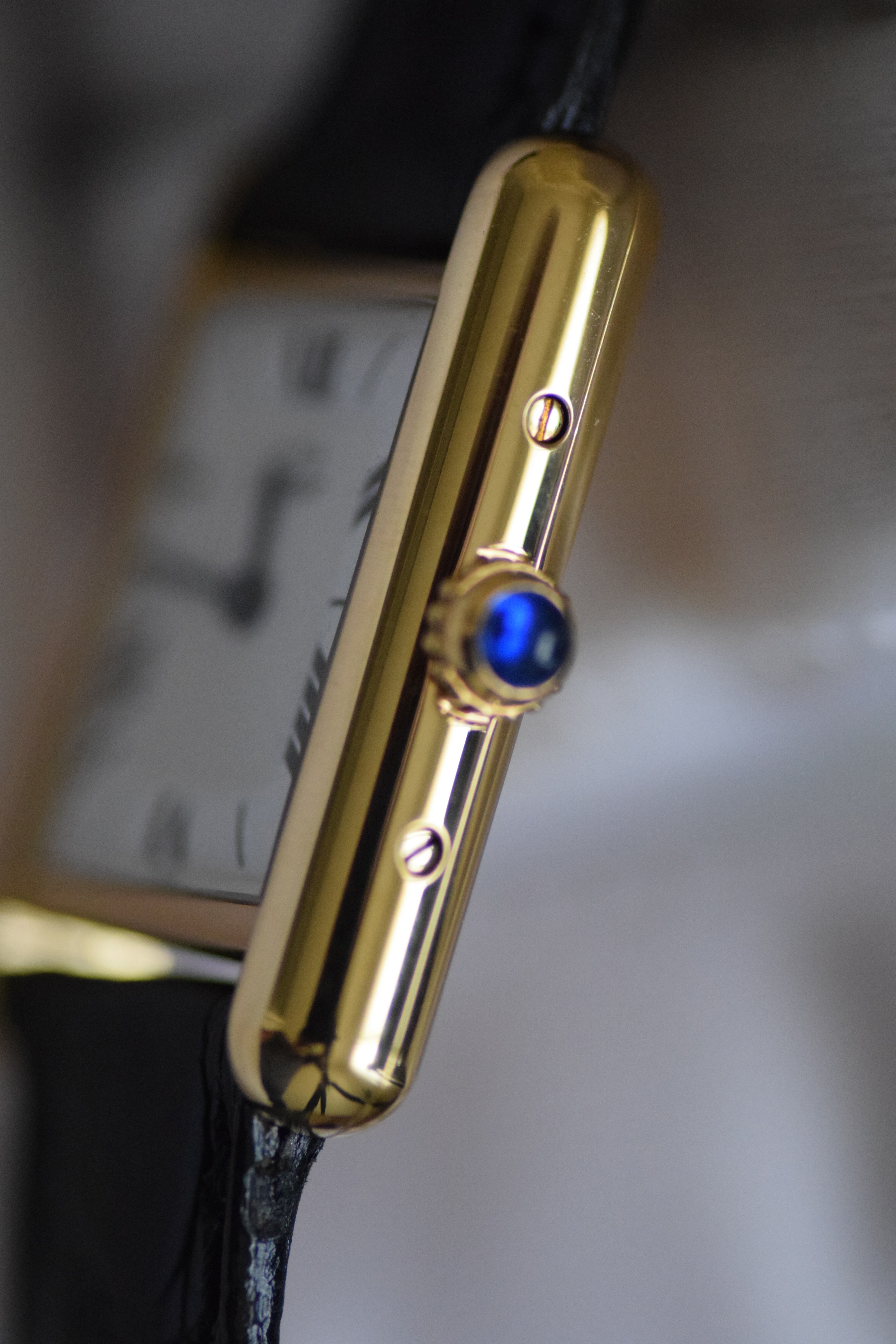 Must de Cartier Tank Ladies Vintage Watch Inner Grey SM Size Pure Silver with 18K Vermeil
