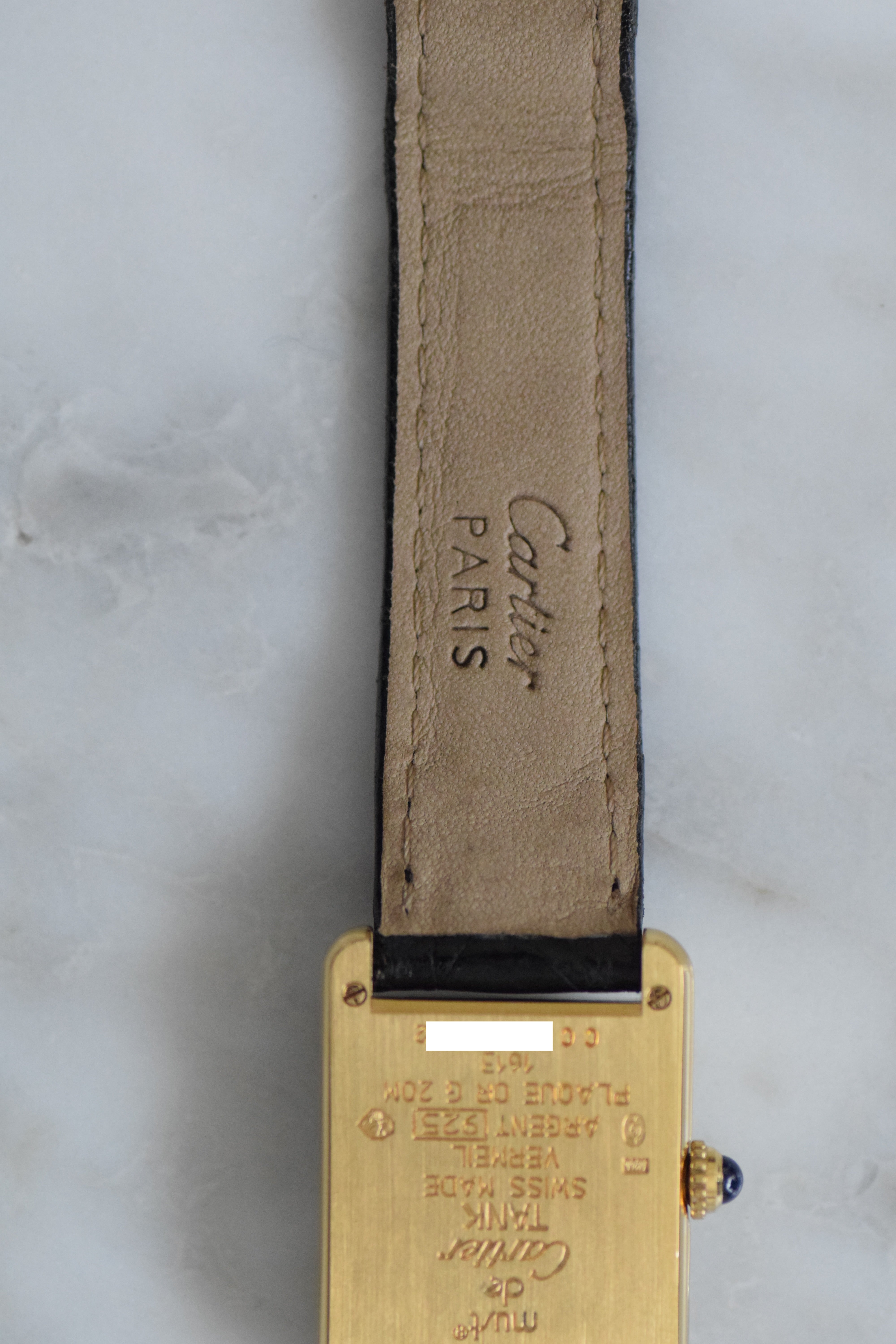 Must de Cartier Tank Ladies Vintage Watch Inner Grey SM Size Pure Silver with 18K Vermeil