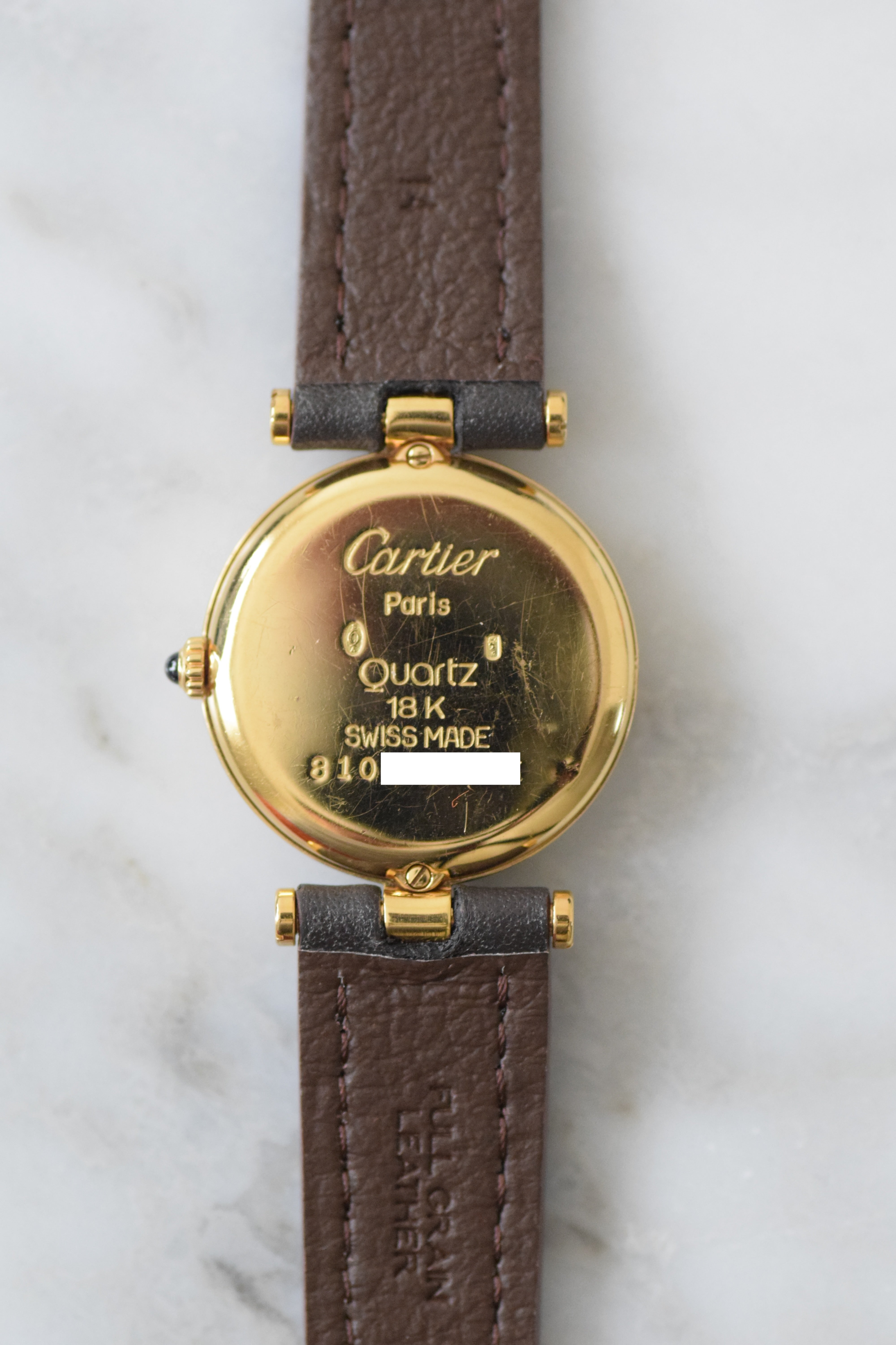 Cartier watch Vendome with Arabic numerals, small and medium size, sterling silver with vermeil
