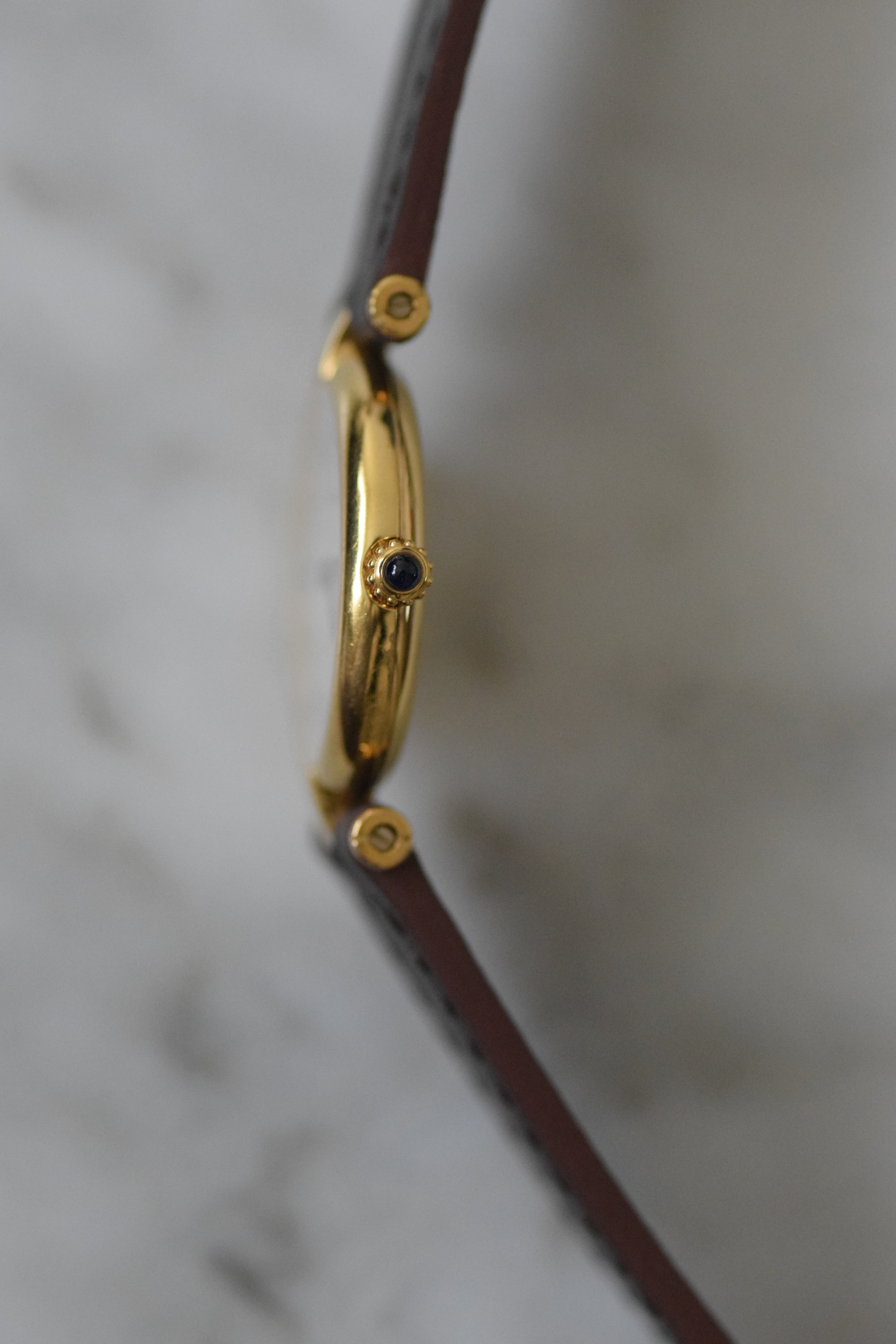 Cartier watch Vendome with Arabic numerals, small and medium size, sterling silver with vermeil