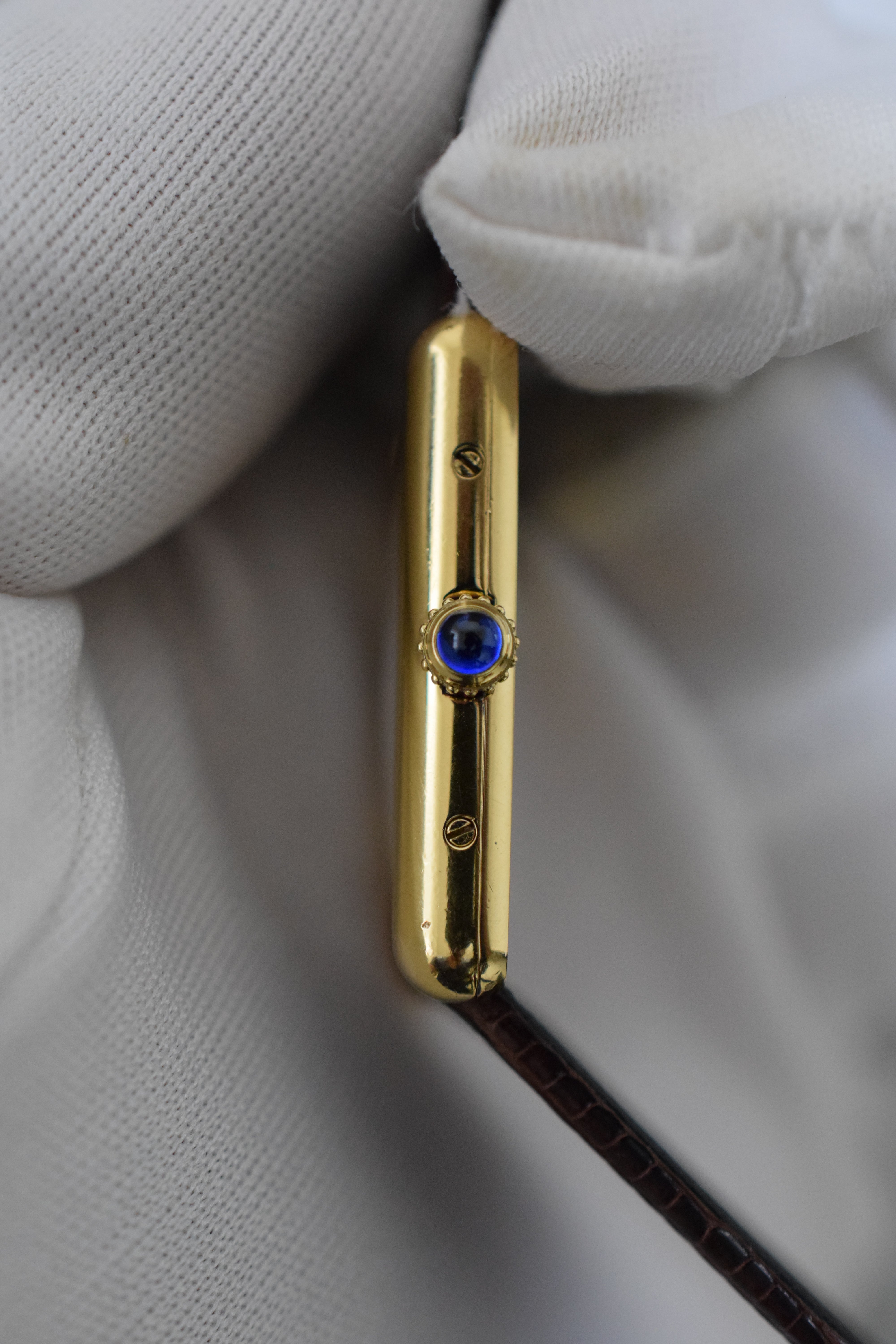 Must de Cartier Tank Vintage Watch Ivory LM Size Quartz Pure Silver with 18K Vermeil