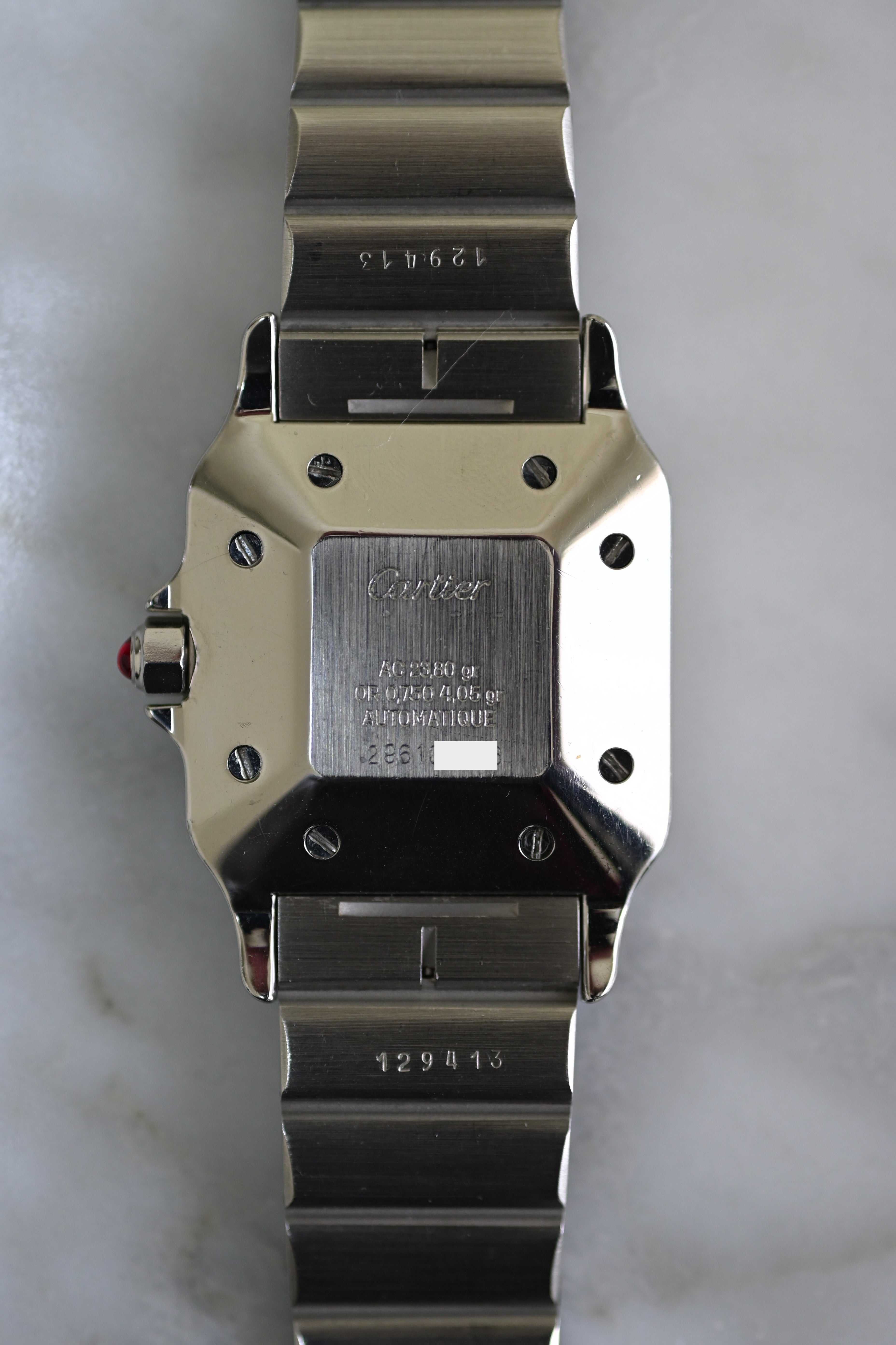 "International Warranty Included" Cartier Santos Galbe LM Size Godron Bracelet Stainless Steel x Gold Combination Automatic Model Ref.2961
