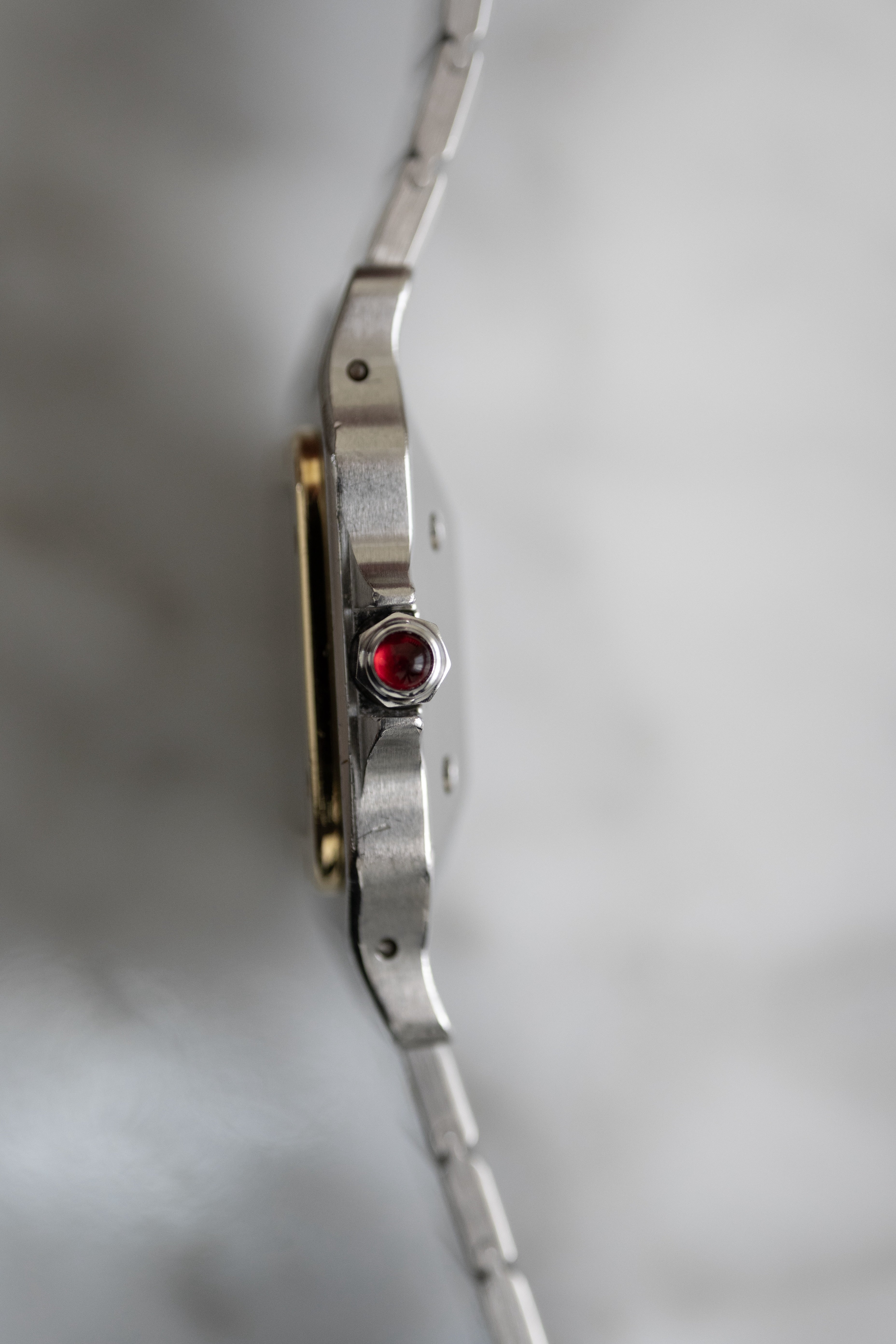"International Warranty Included" Cartier Santos Galbe LM Size Godron Bracelet Stainless Steel x Gold Combination Automatic Model Ref.2961