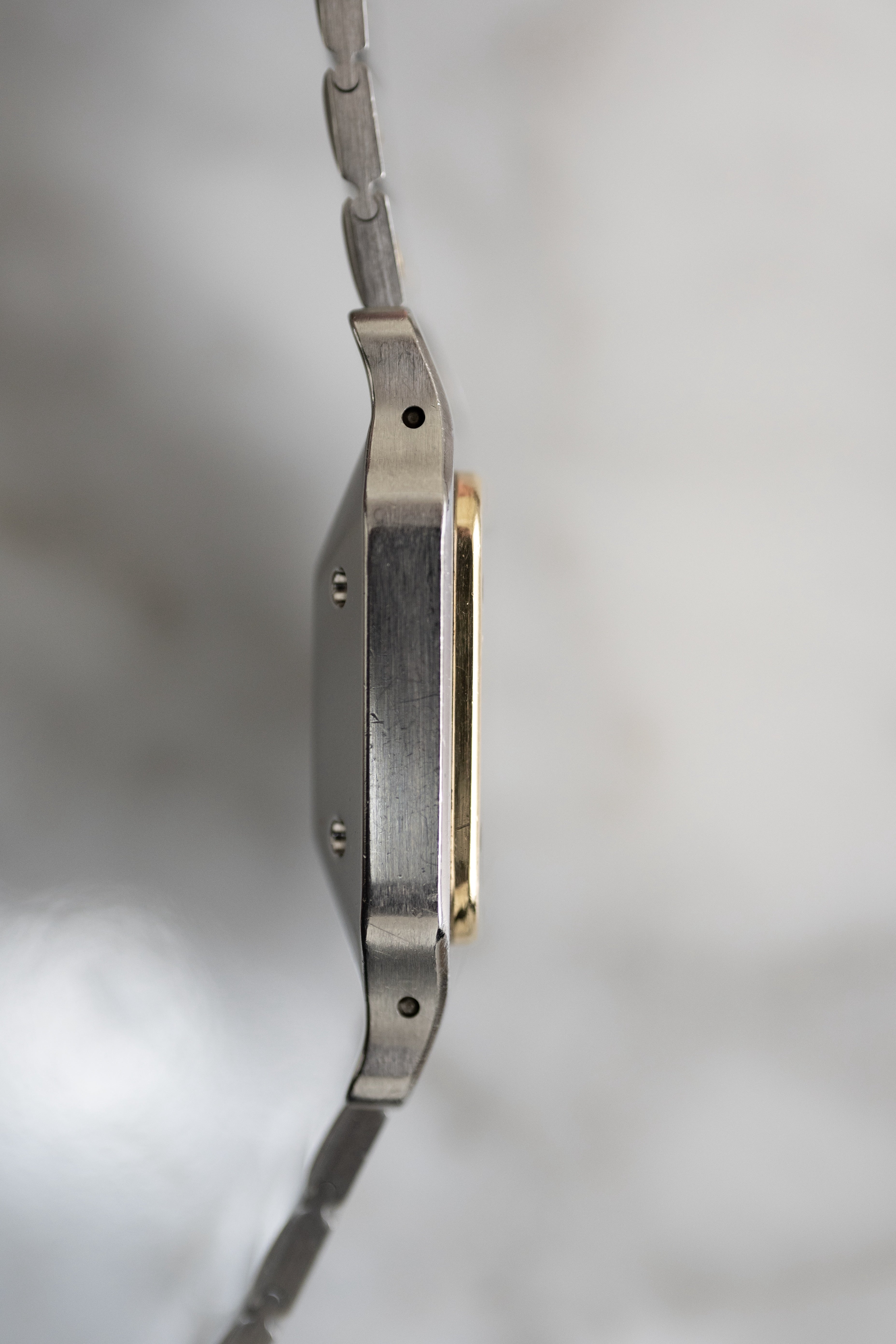 "International Warranty Included" Cartier Santos Galbe LM Size Godron Bracelet Stainless Steel x Gold Combination Automatic Model Ref.2961