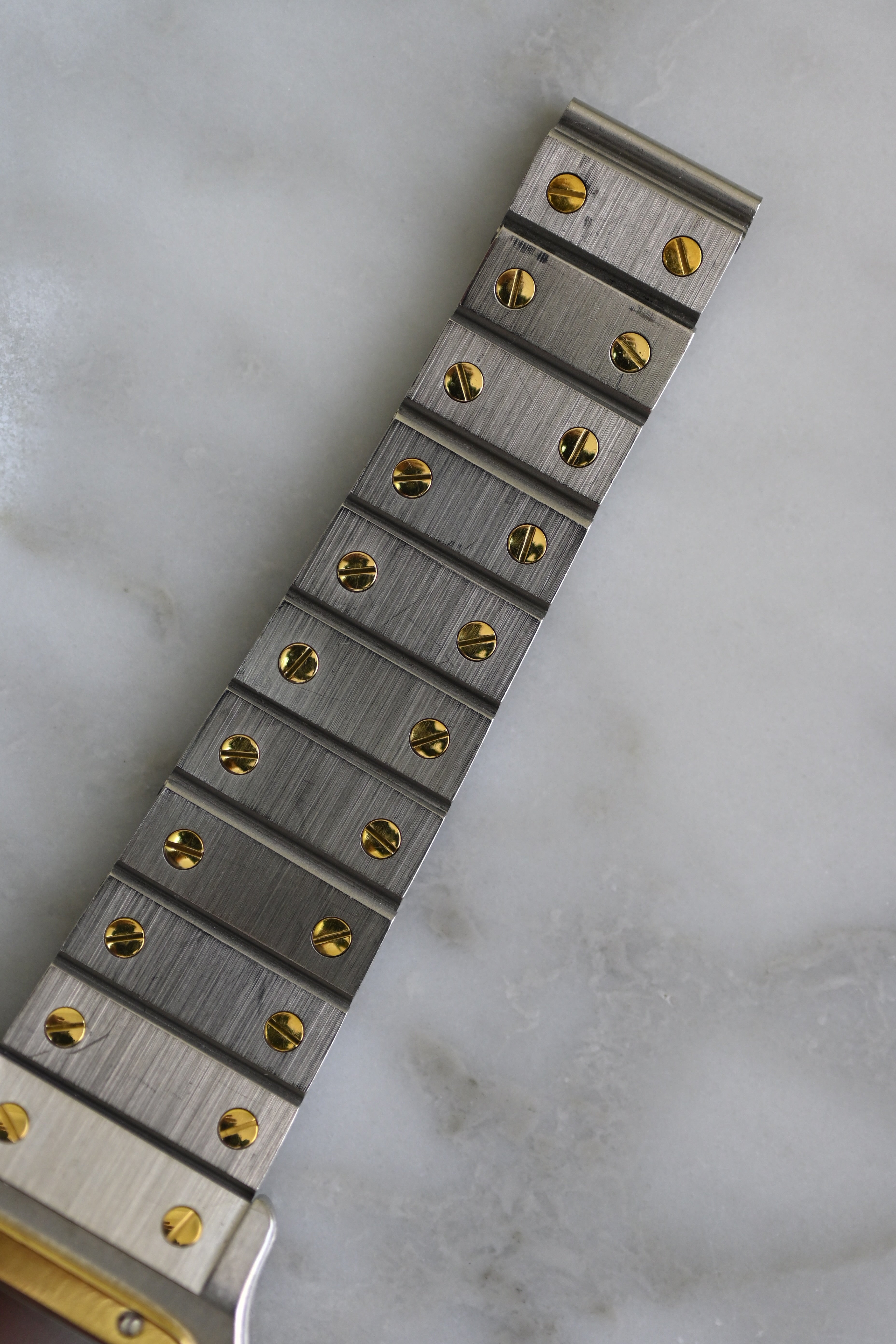 "International Warranty Included" Cartier Santos Galbe LM Size Godron Bracelet Stainless Steel x Gold Combination Automatic Model Ref.2961