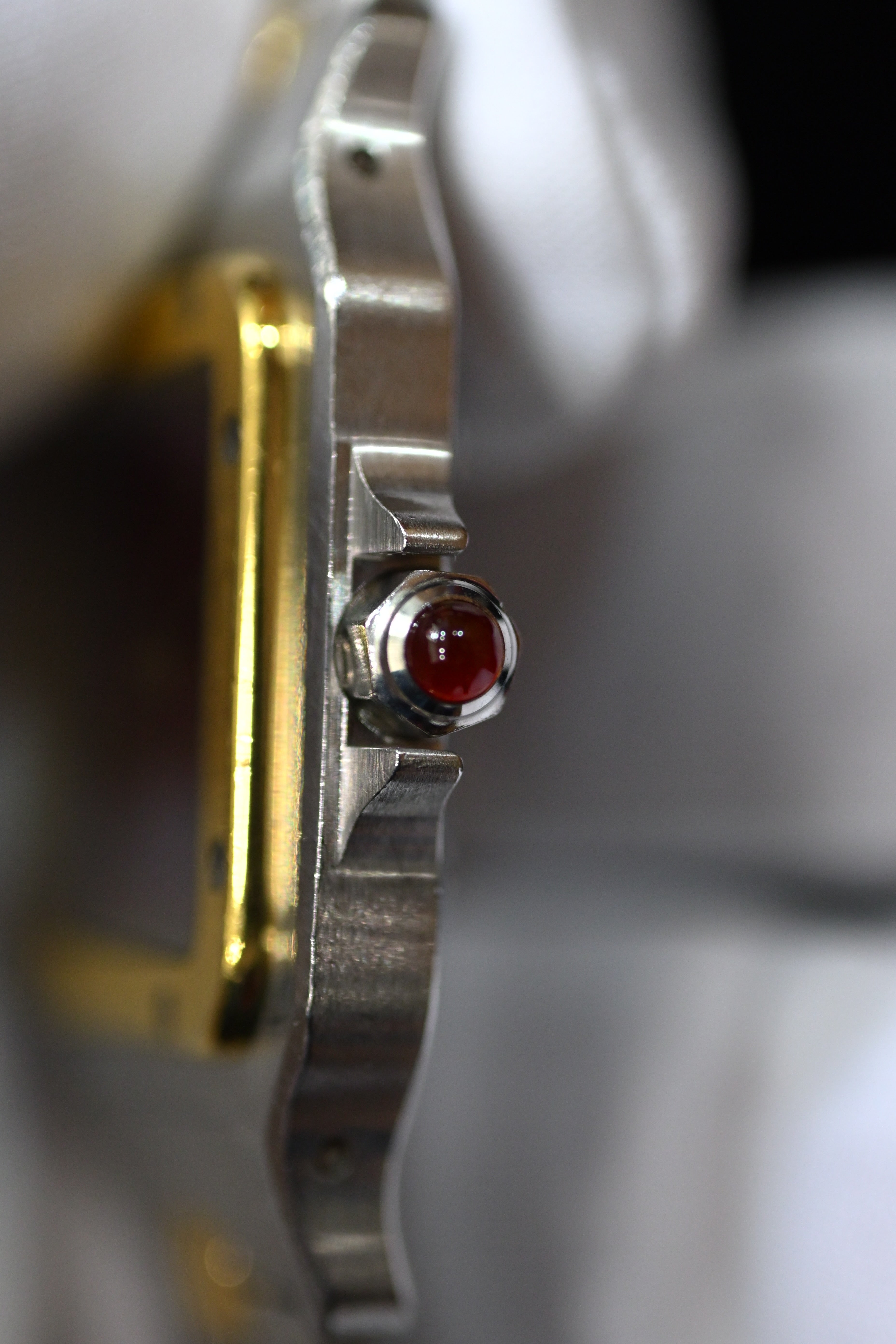 "International Warranty Included" Cartier Santos Galbe LM Size Godron Bracelet Stainless Steel x Gold Combination Automatic Model Ref.2961