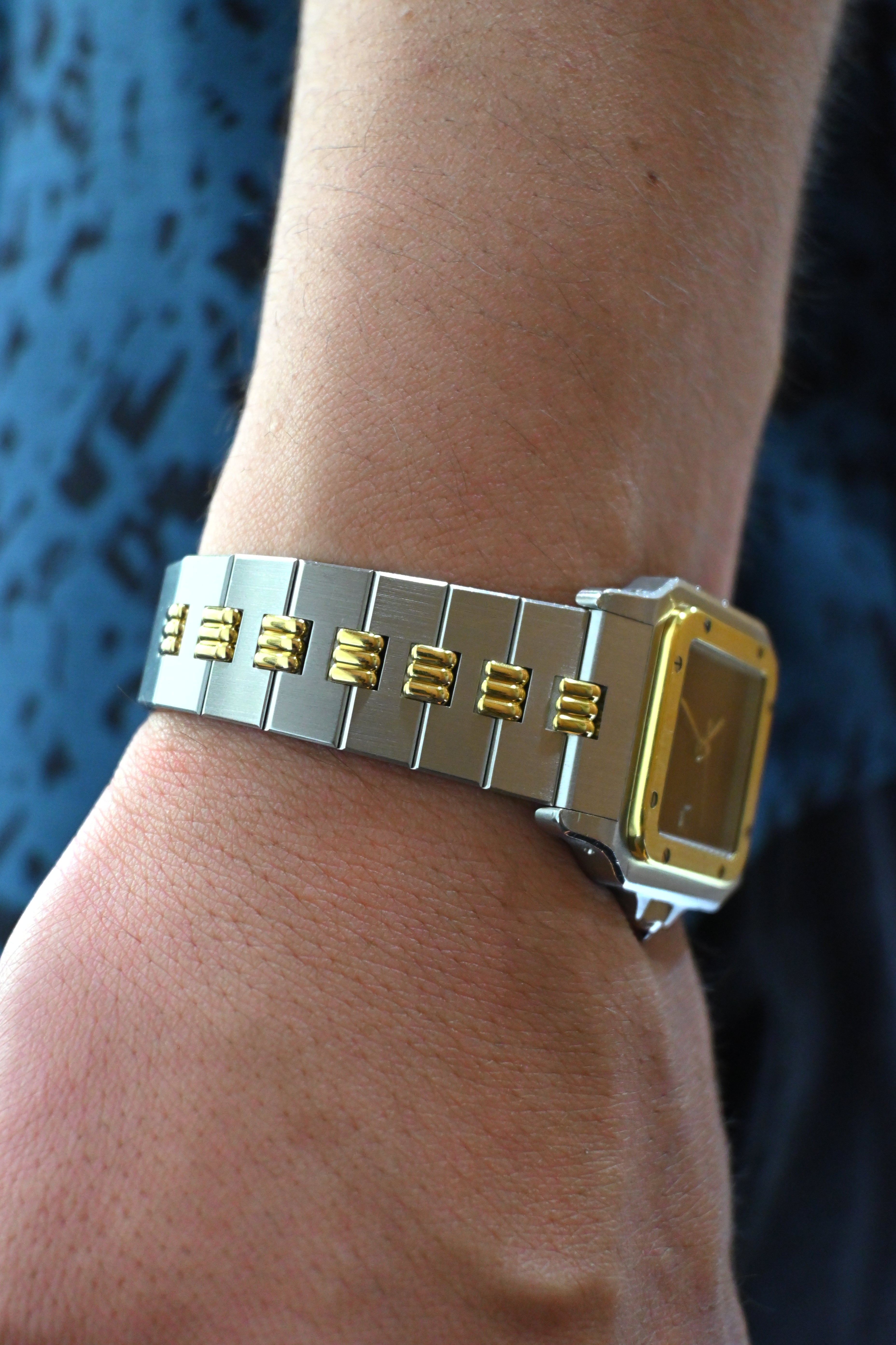 "International Warranty Included" Cartier Santos Galbe LM Size Godron Bracelet Stainless Steel x Gold Combination Automatic Model Ref.2961