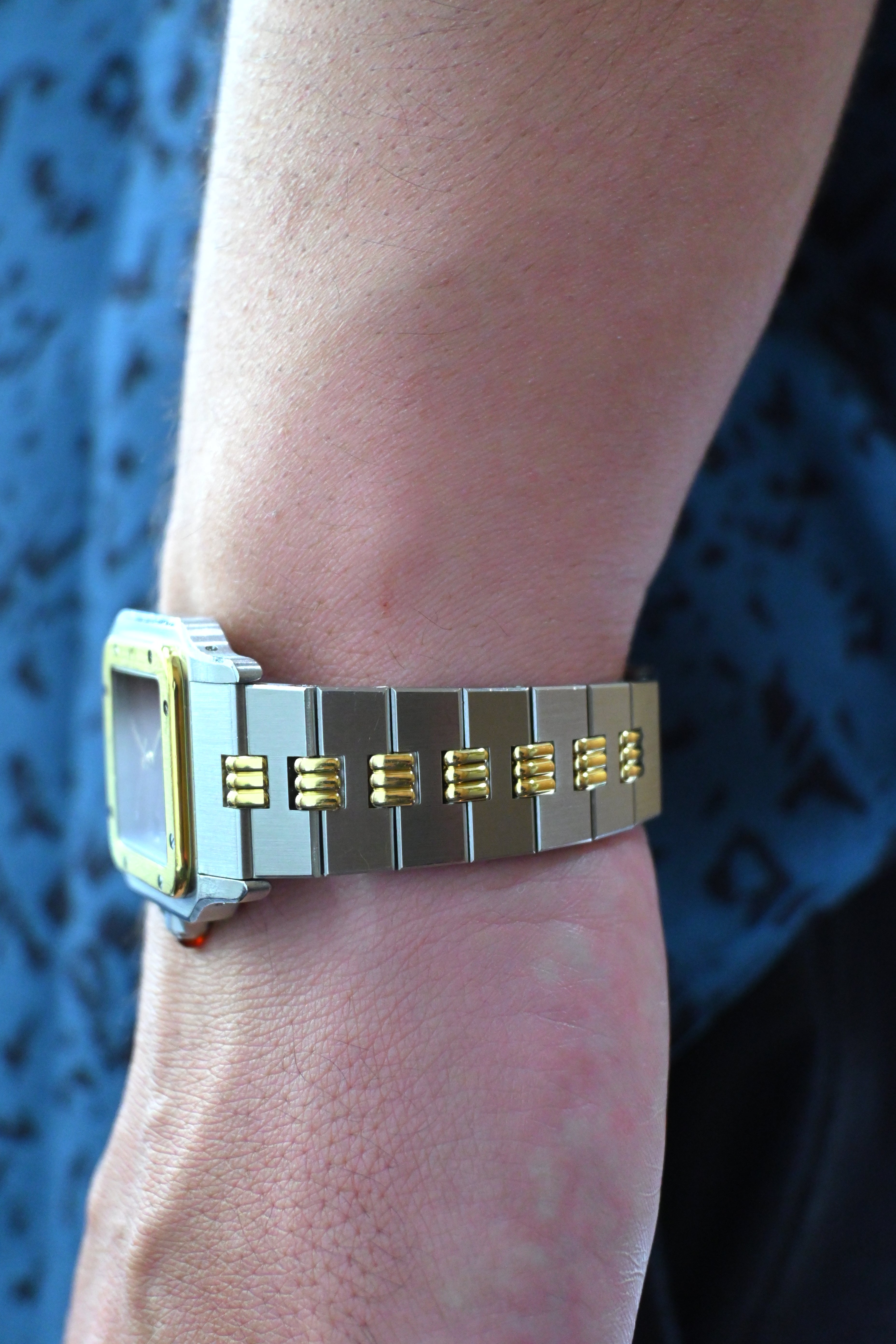 "International Warranty Included" Cartier Santos Galbe LM Size Godron Bracelet Stainless Steel x Gold Combination Automatic Model Ref.2961