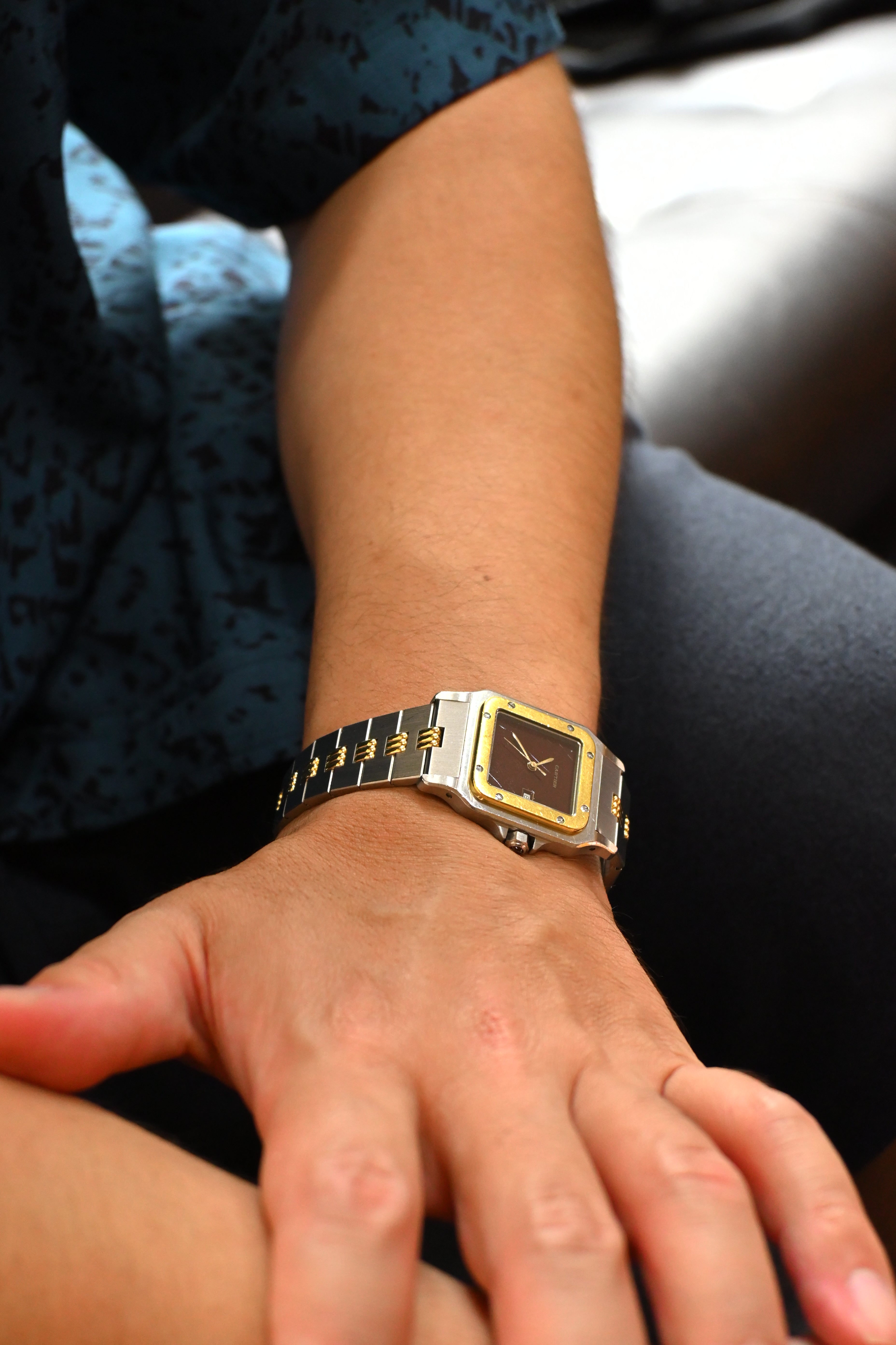 "International Warranty Included" Cartier Santos Galbe LM Size Godron Bracelet Stainless Steel x Gold Combination Automatic Model Ref.2961