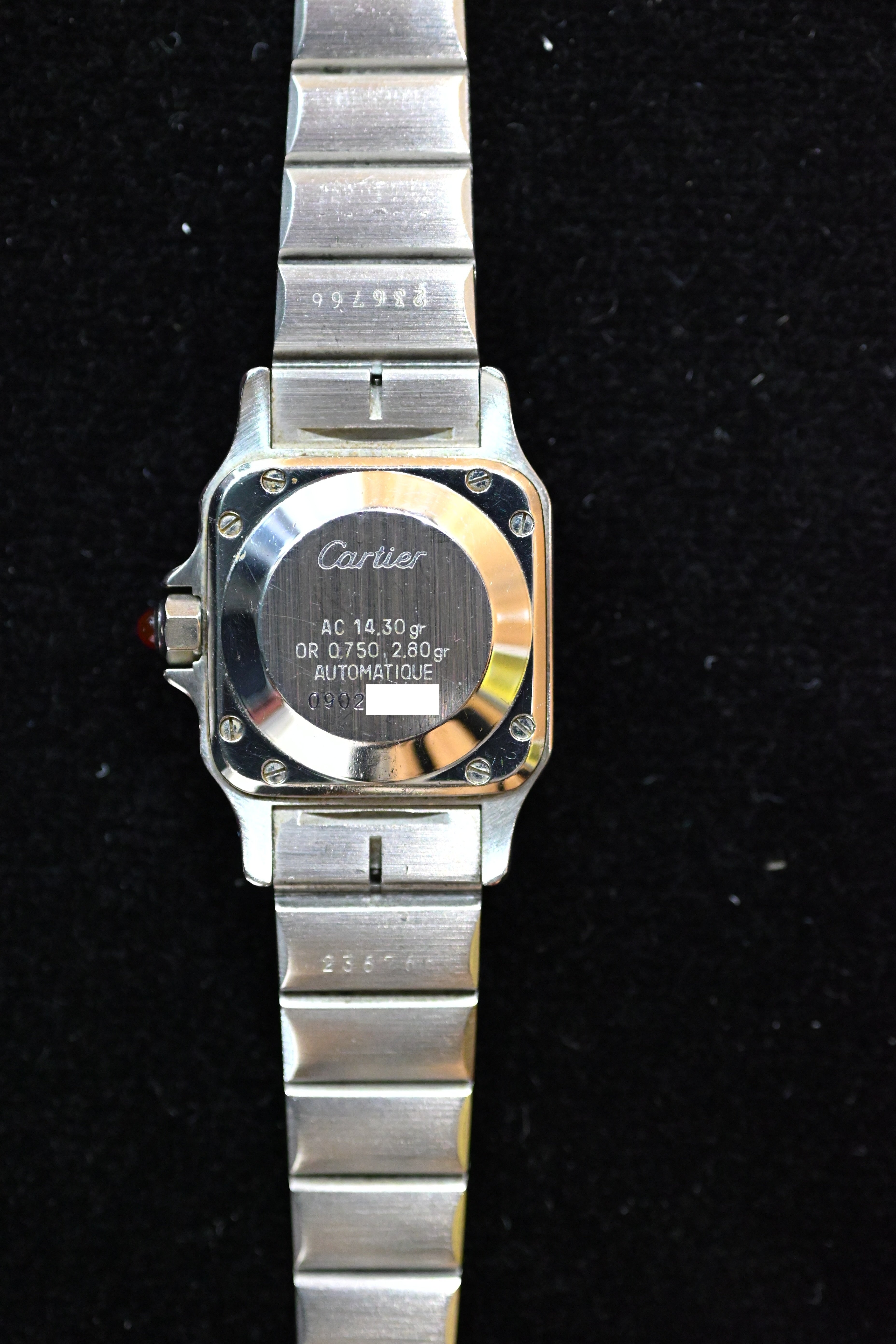 "International Warranty Included" Cartier Santos Galbe LM Size Godron Bracelet Stainless Steel x Gold Combination Automatic Model Ref.2961