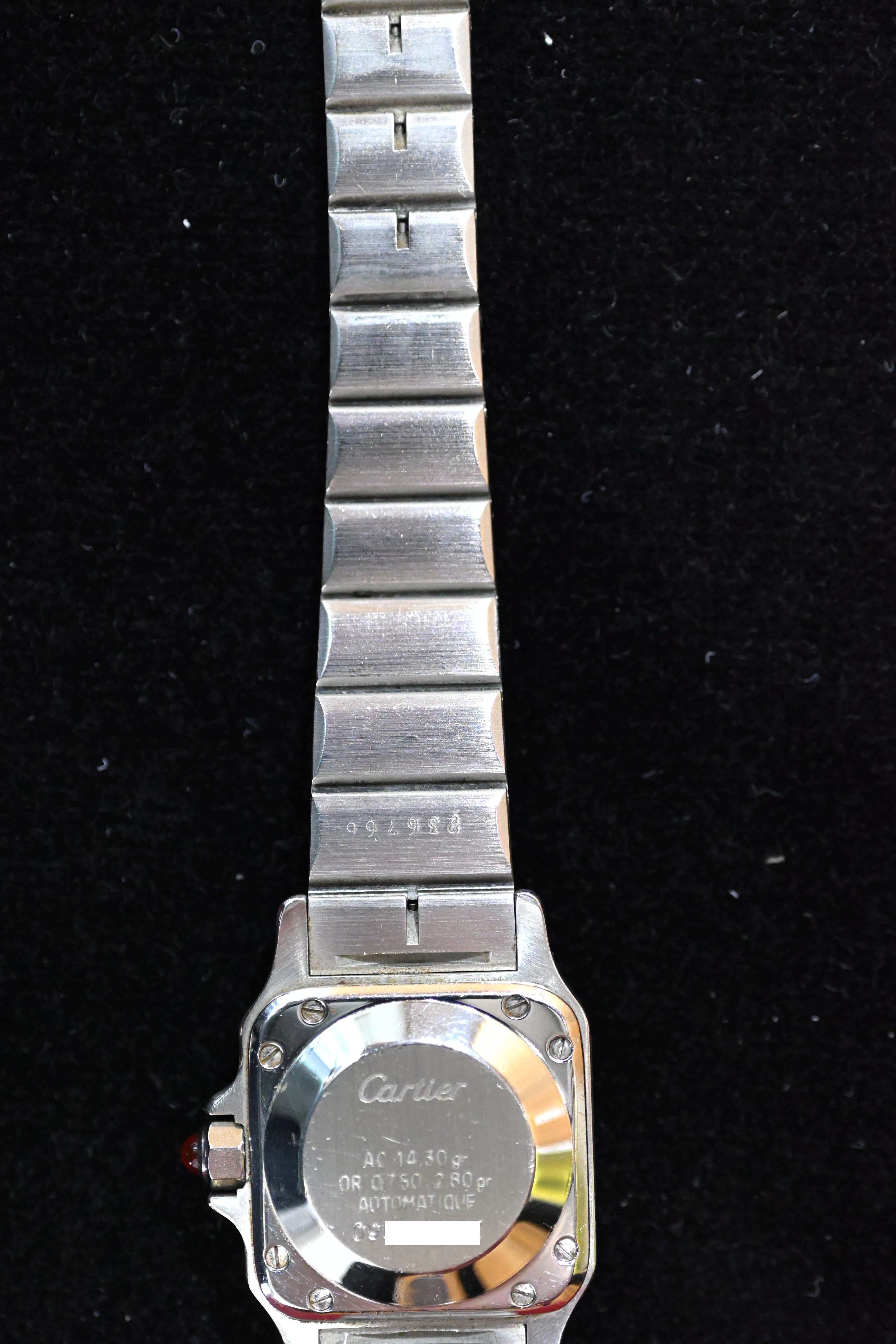 "International Warranty Included" Cartier Santos Galbe LM Size Godron Bracelet Stainless Steel x Gold Combination Automatic Model Ref.2961