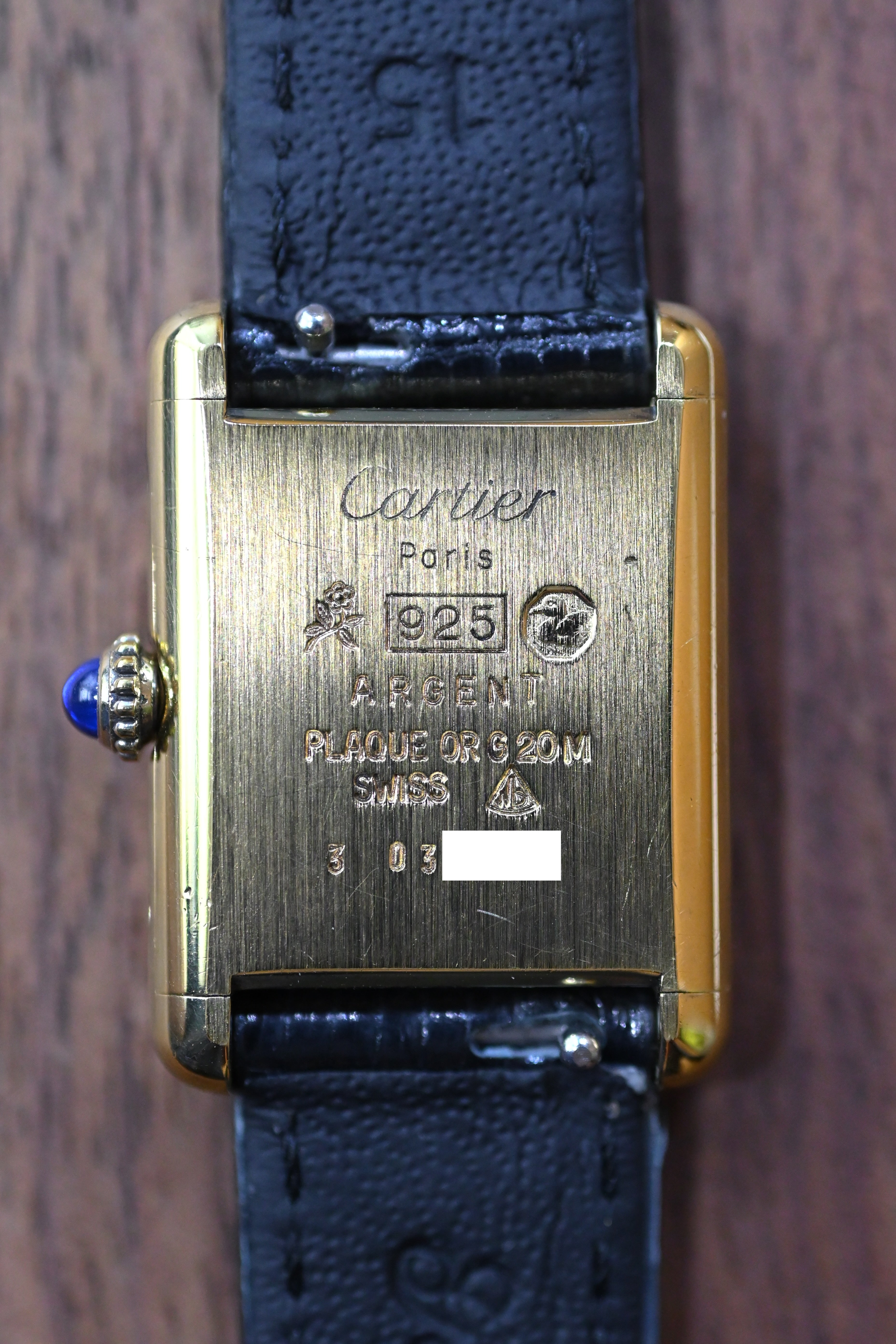 Must de Cartier Tank Vintage Watch Ivory LM Size Quartz Pure Silver with 18K Vermeil