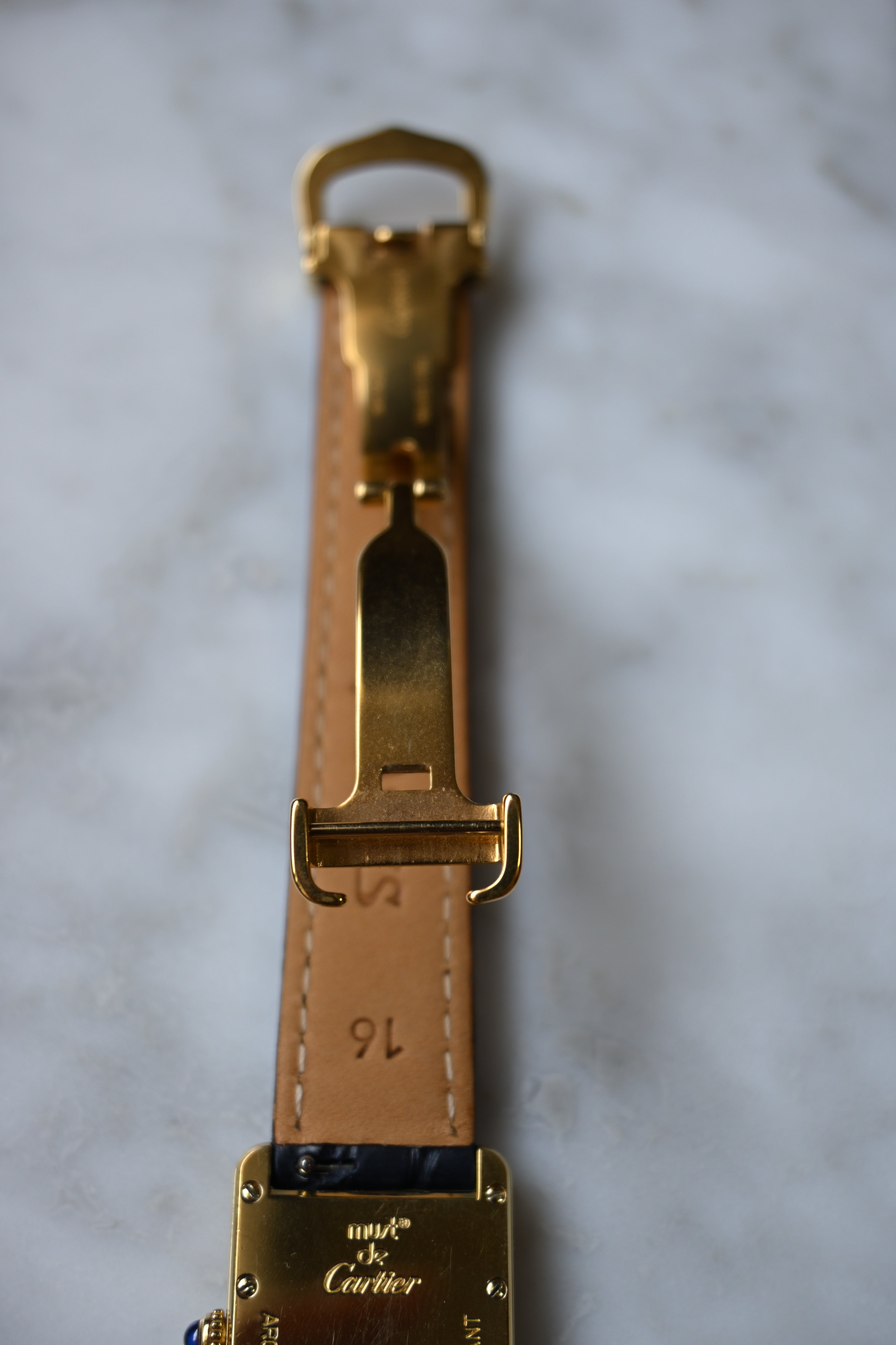 Must de Cartier Tank Ladies Vintage Watch Inner Grey SM Size Pure Silver with 18K Vermeil