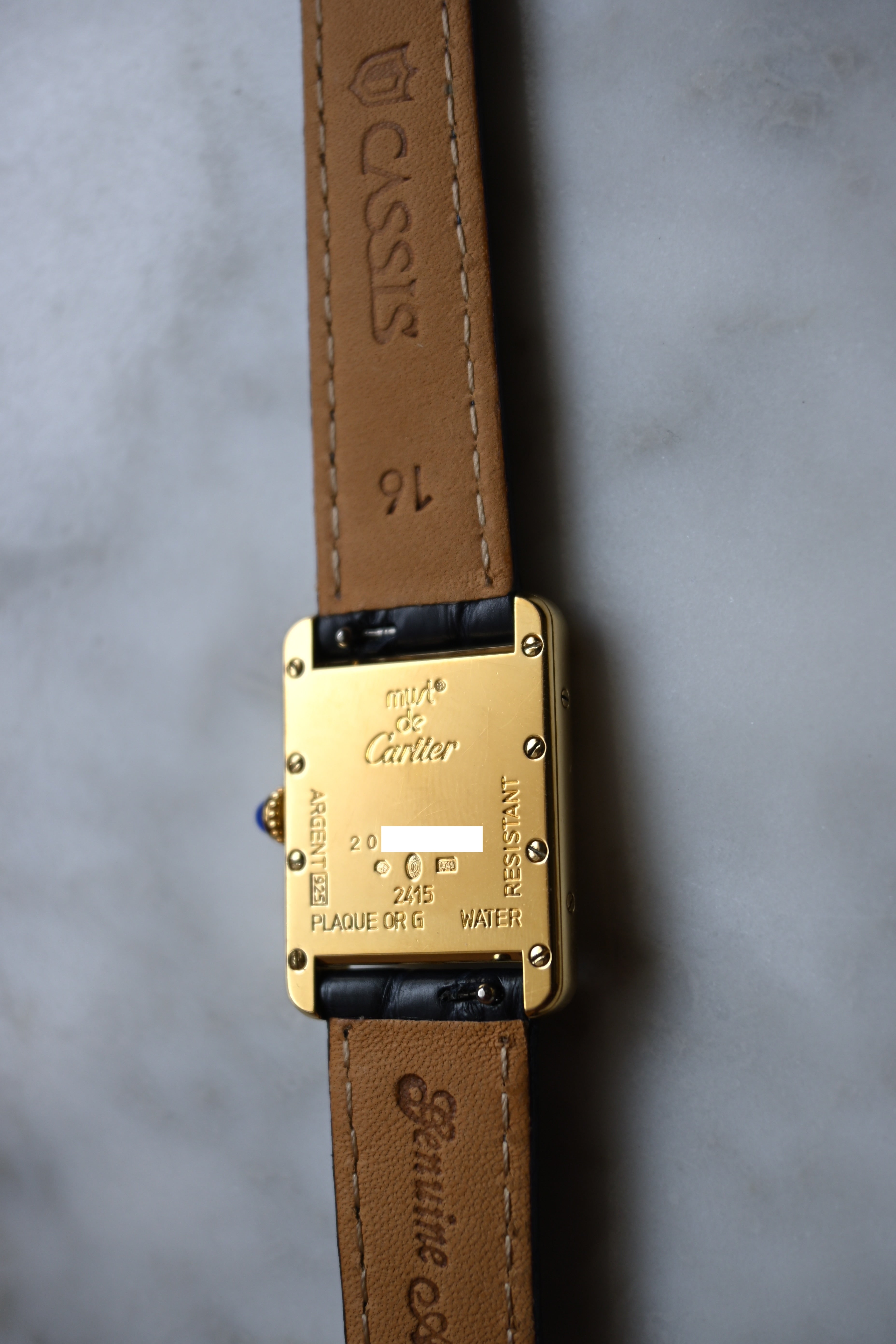 Must de Cartier Tank Ladies Vintage Watch Inner Grey SM Size Pure Silver with 18K Vermeil