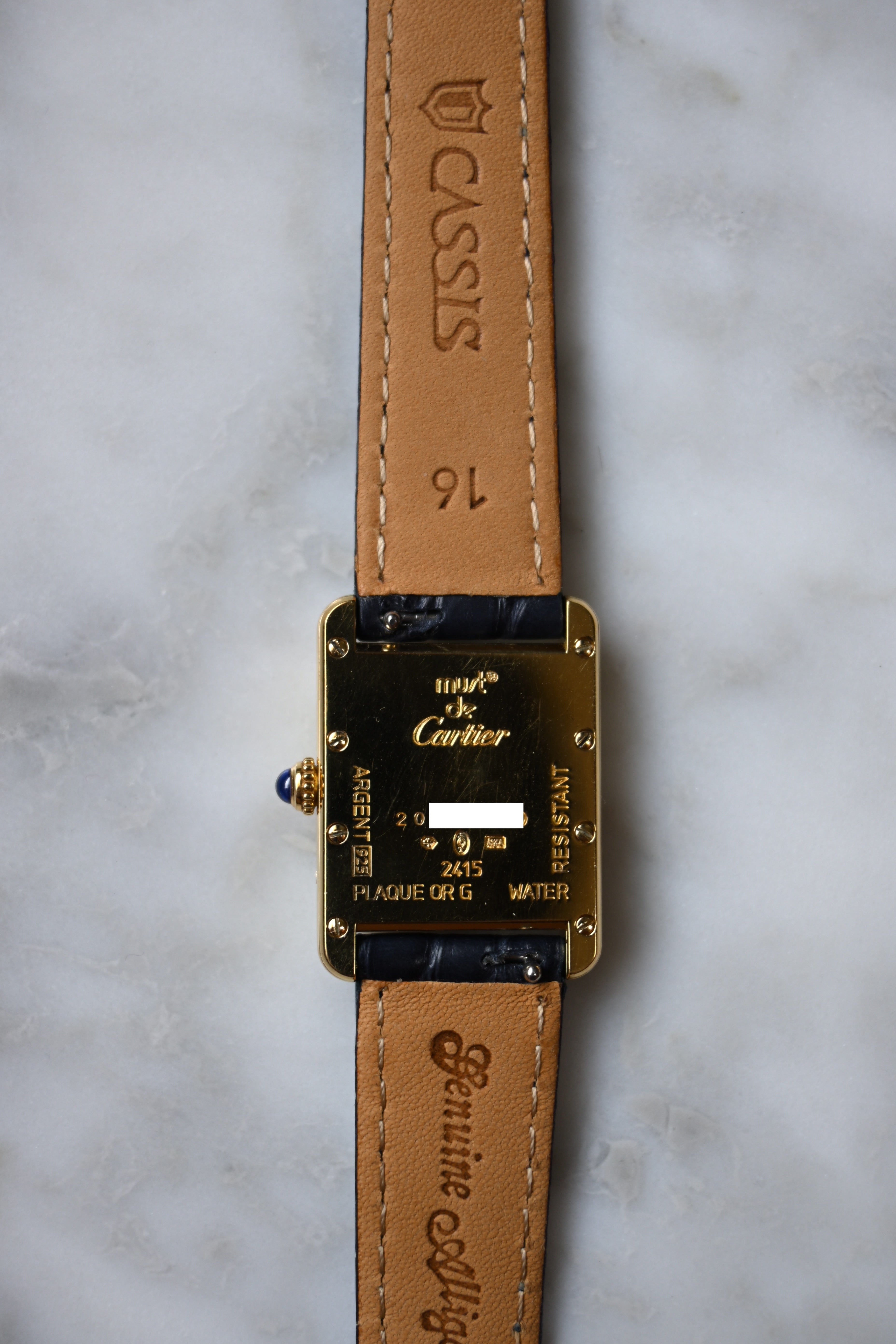 Must de Cartier Tank Ladies Vintage Watch Inner Grey SM Size Pure Silver with 18K Vermeil