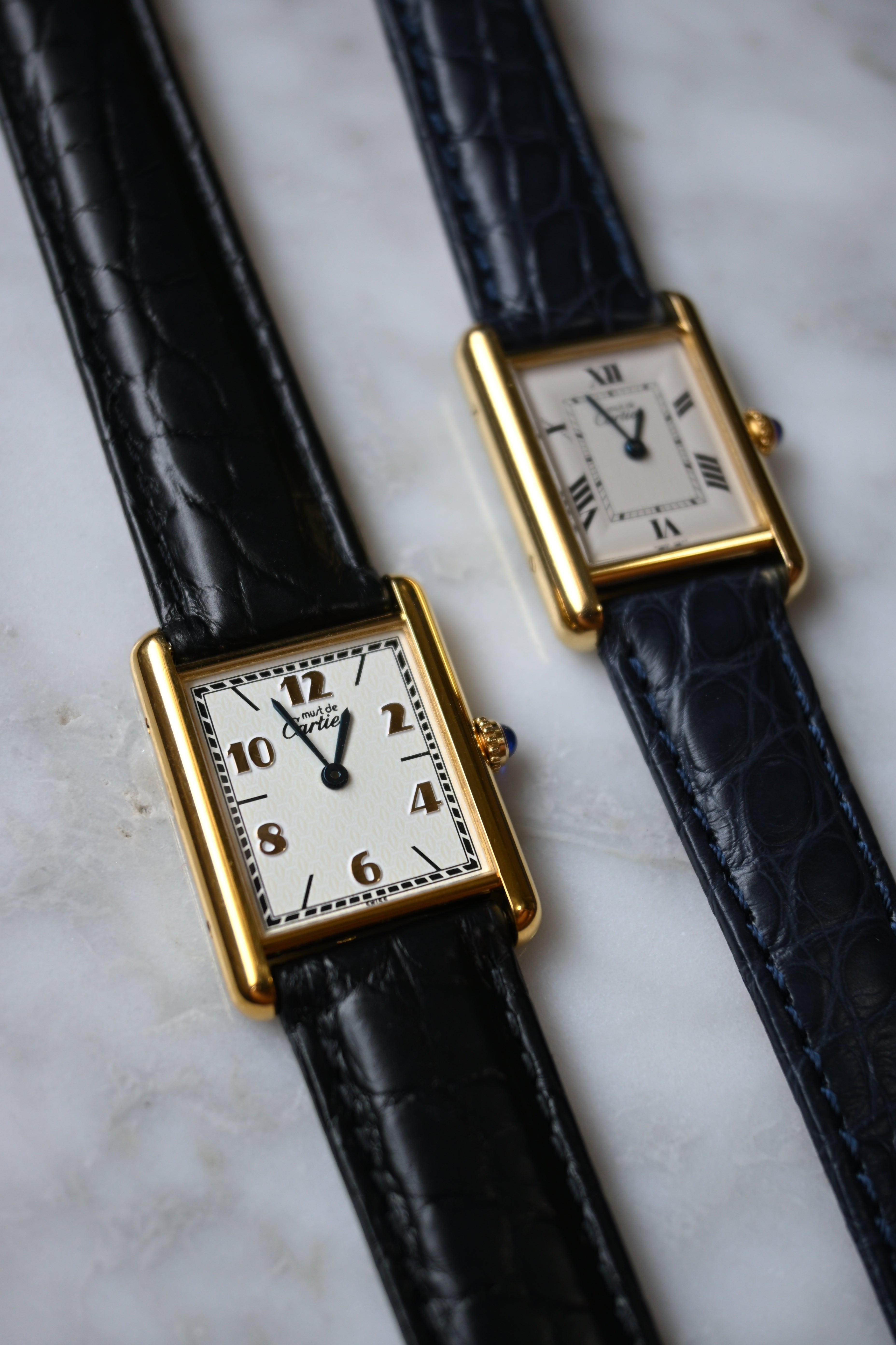 Must de Cartier Tank Ladies Vintage Watch Inner Grey SM Size Pure Silver with 18K Vermeil