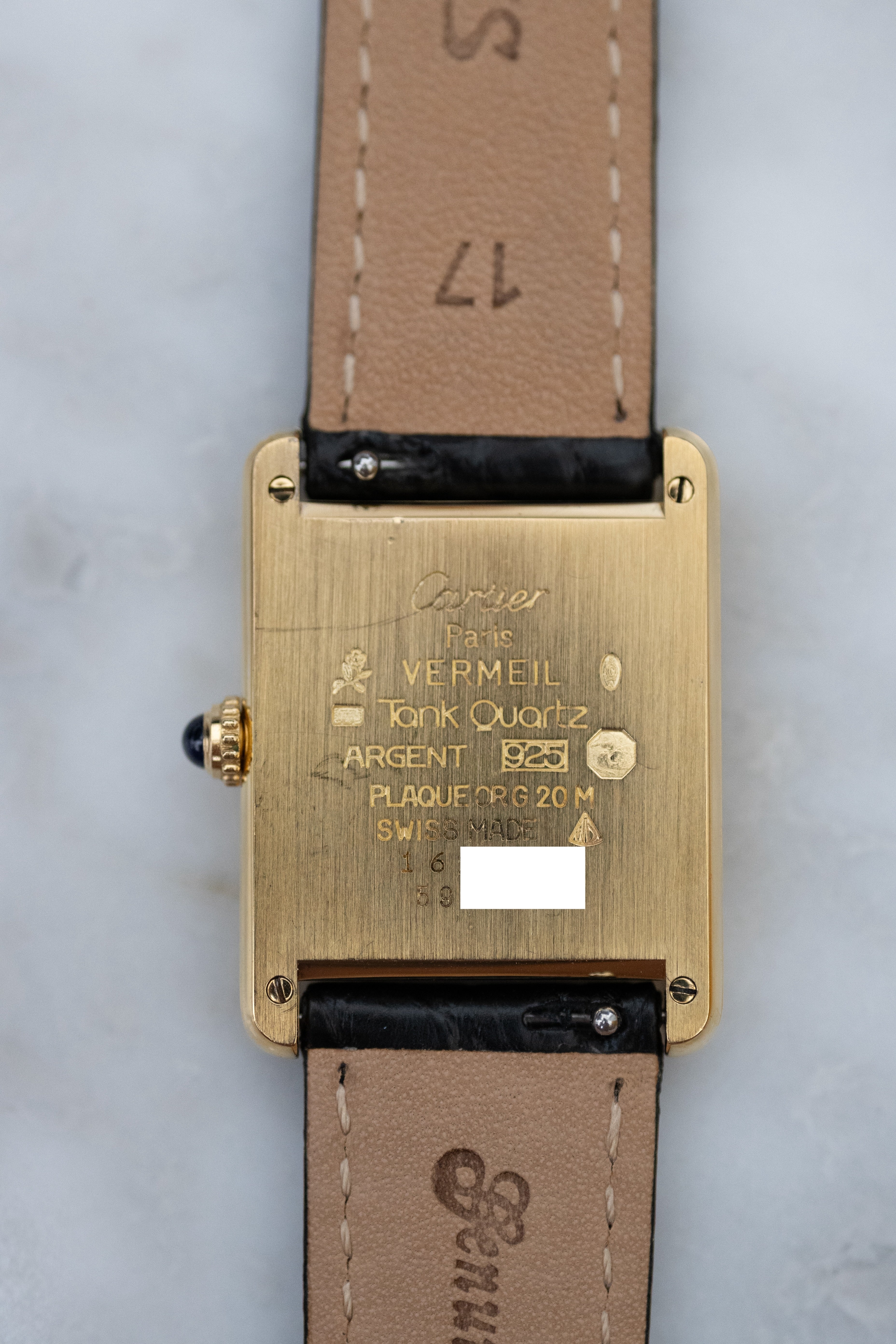 Discontinued Must de Cartier Tank Unisex Vintage Watch Flying Arabia LM Size Pure Silver with 18K Vermeil