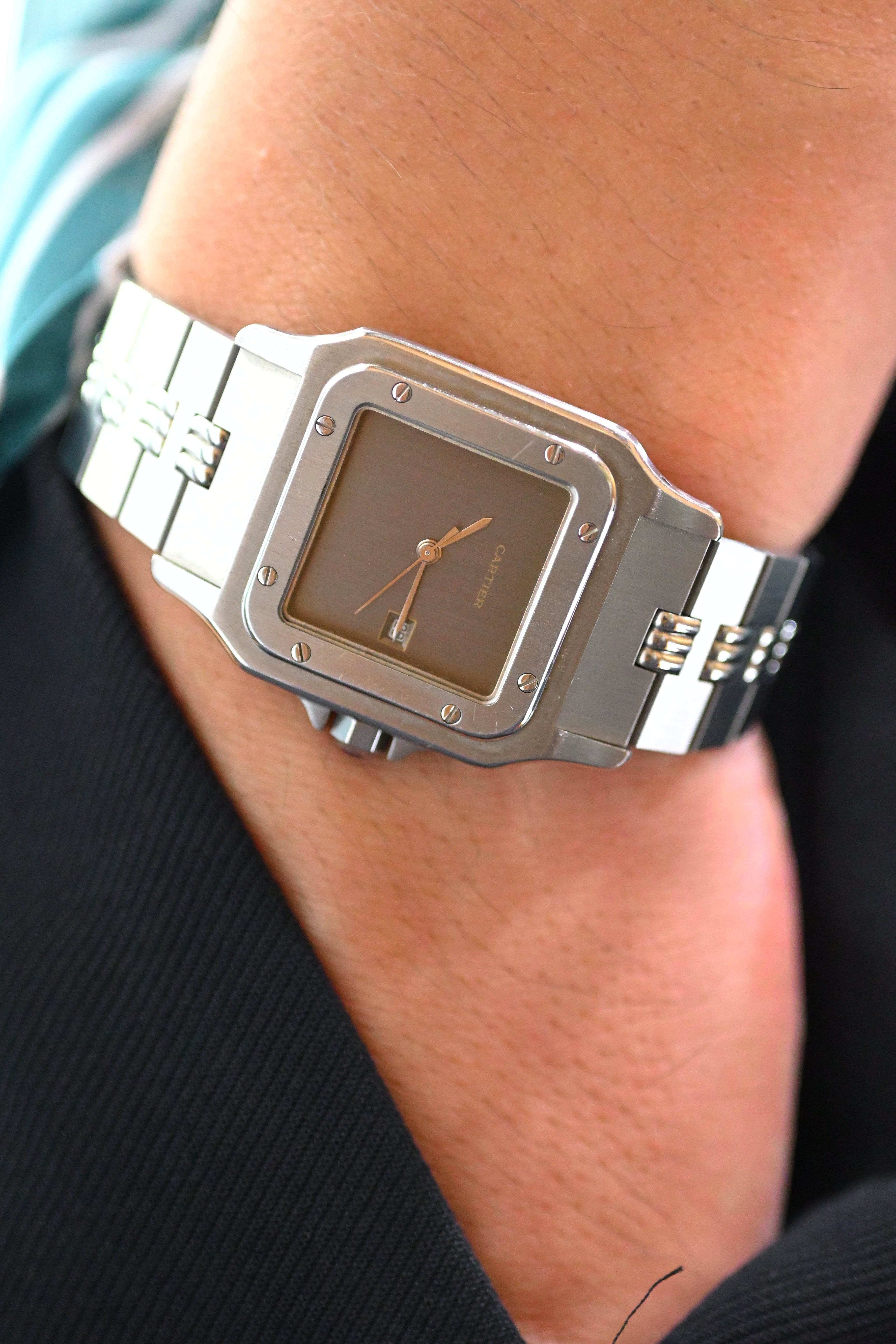 Cartier Santos Galbee LM size stainless steel x gold combination automatic model Ref: 2961