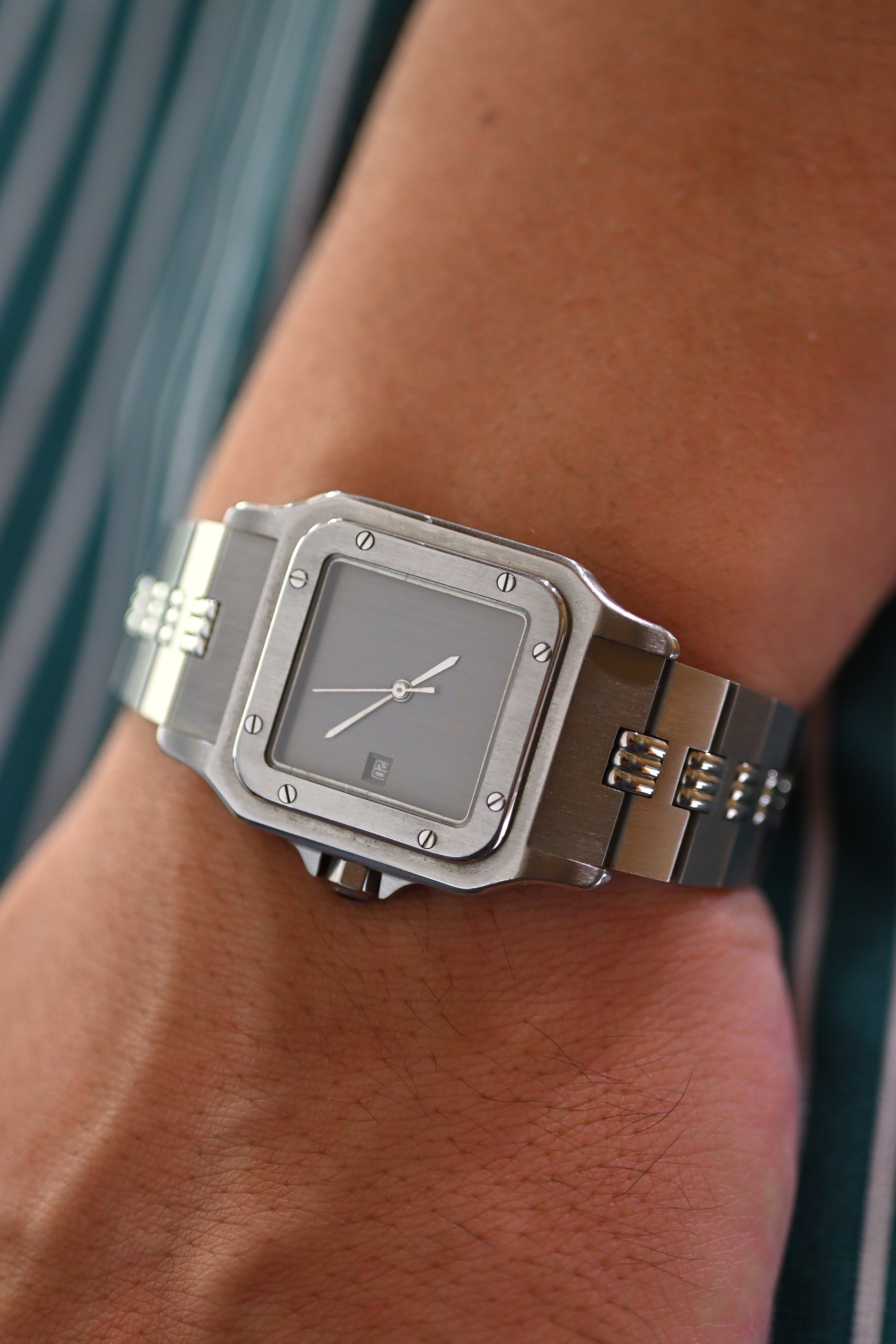 Cartier Santos Galbee LM size stainless steel x gold combination automatic model Ref: 2961