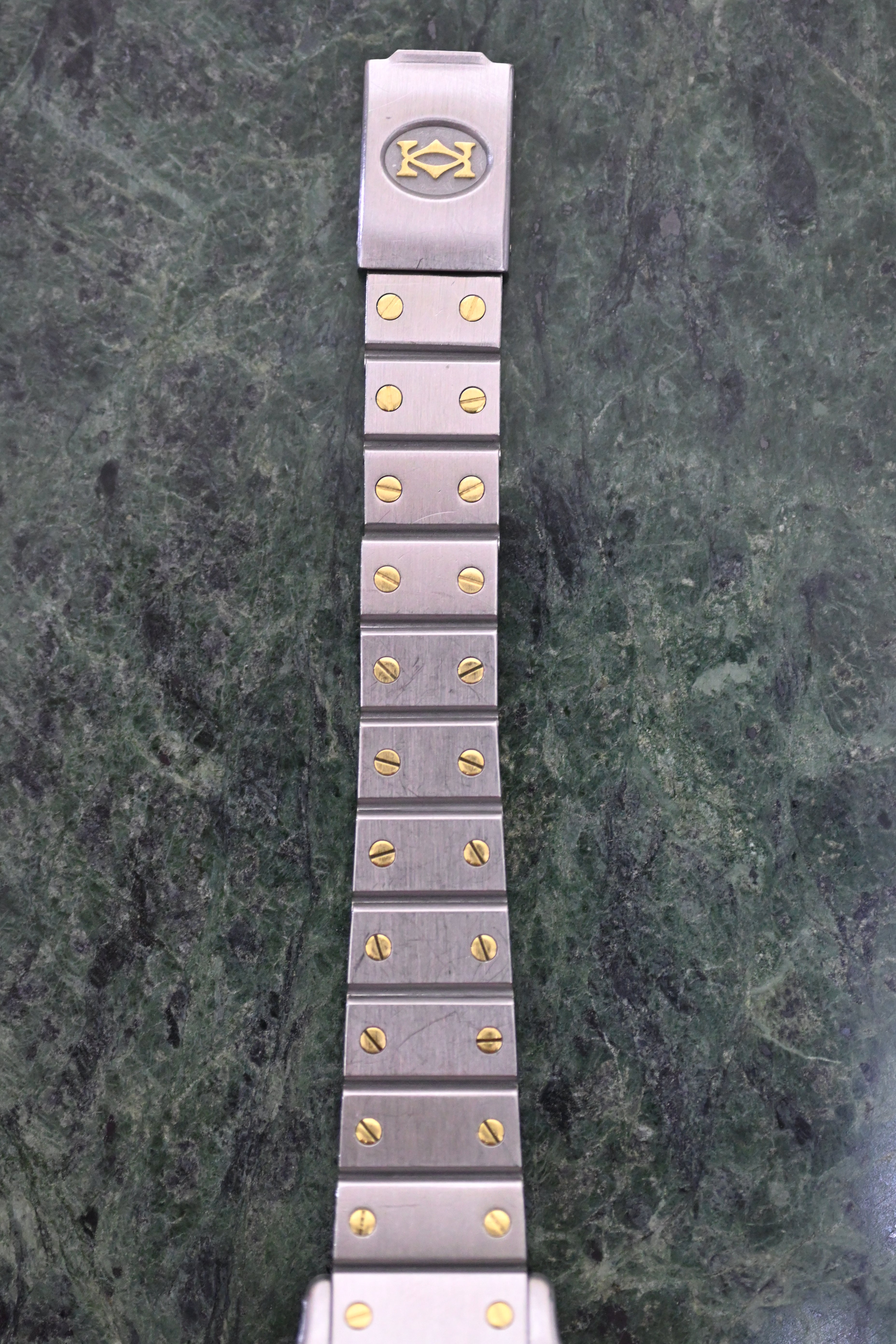 "International Warranty Included" Cartier Santos Galbe LM Size Godron Bracelet Stainless Steel x Gold Combination Automatic Model Ref.2961