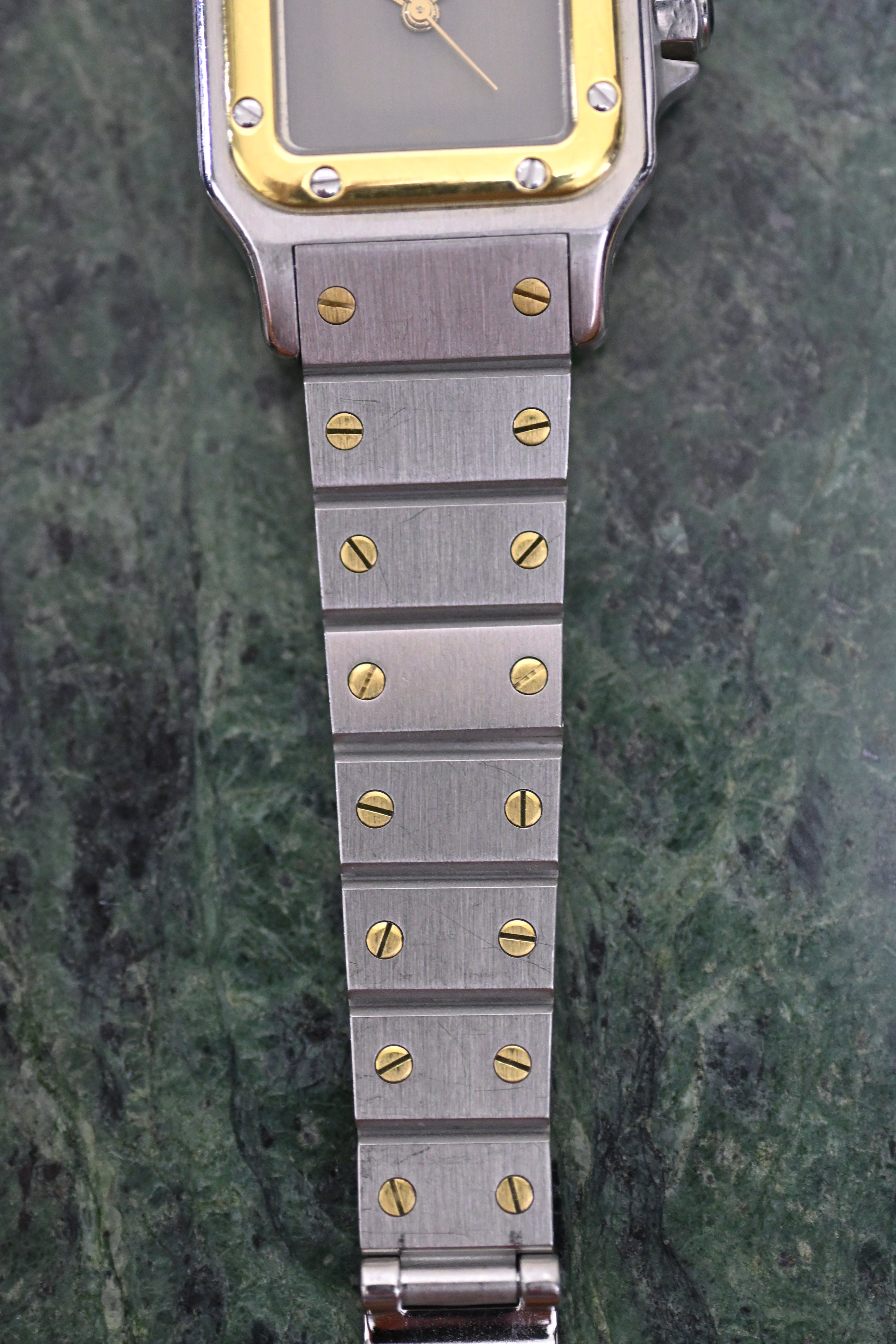 "International Warranty Included" Cartier Santos Galbe LM Size Godron Bracelet Stainless Steel x Gold Combination Automatic Model Ref.2961
