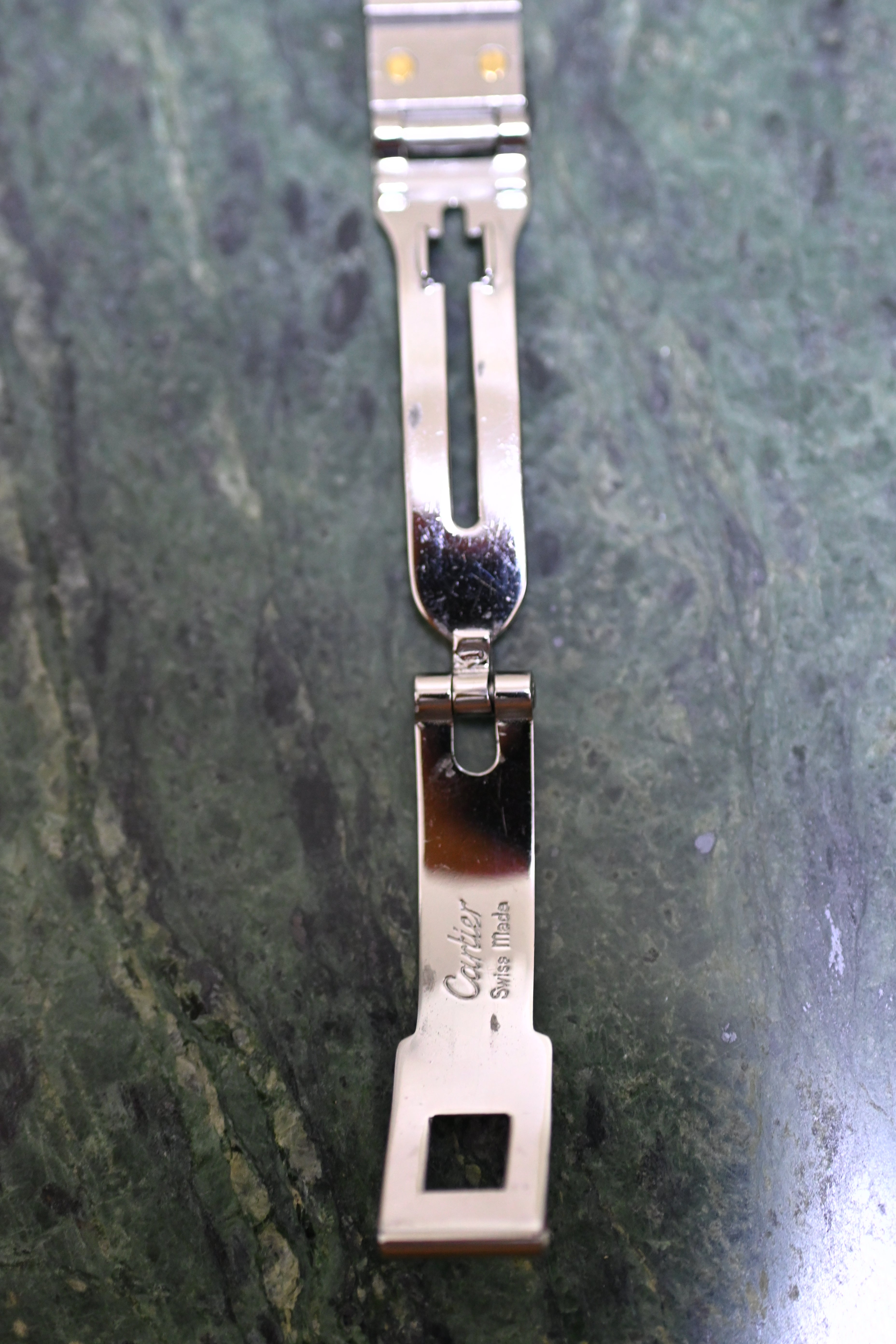 "International Warranty Included" Cartier Santos Galbe LM Size Godron Bracelet Stainless Steel x Gold Combination Automatic Model Ref.2961
